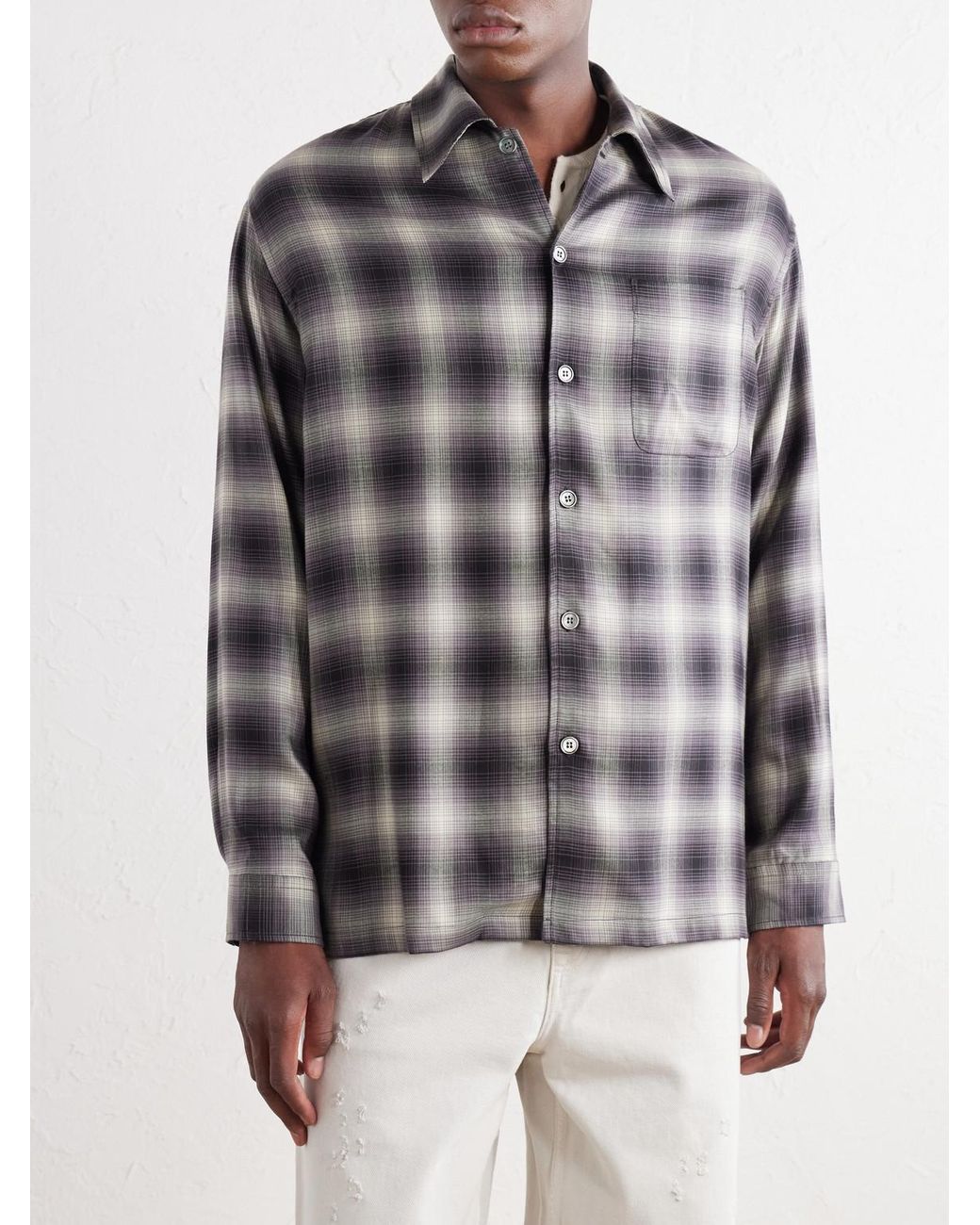 Our Legacy Gray Every Checked Tencel Twill Shirt for men