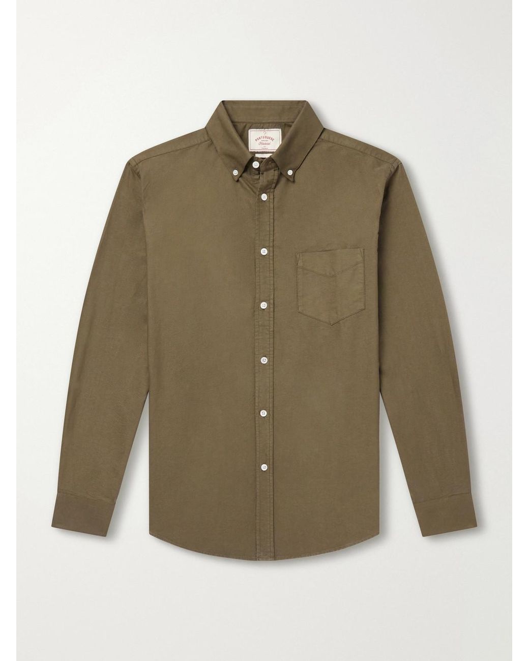 Portuguese Flannel Green Belavista Button-down Collar Cotton Shirt for men