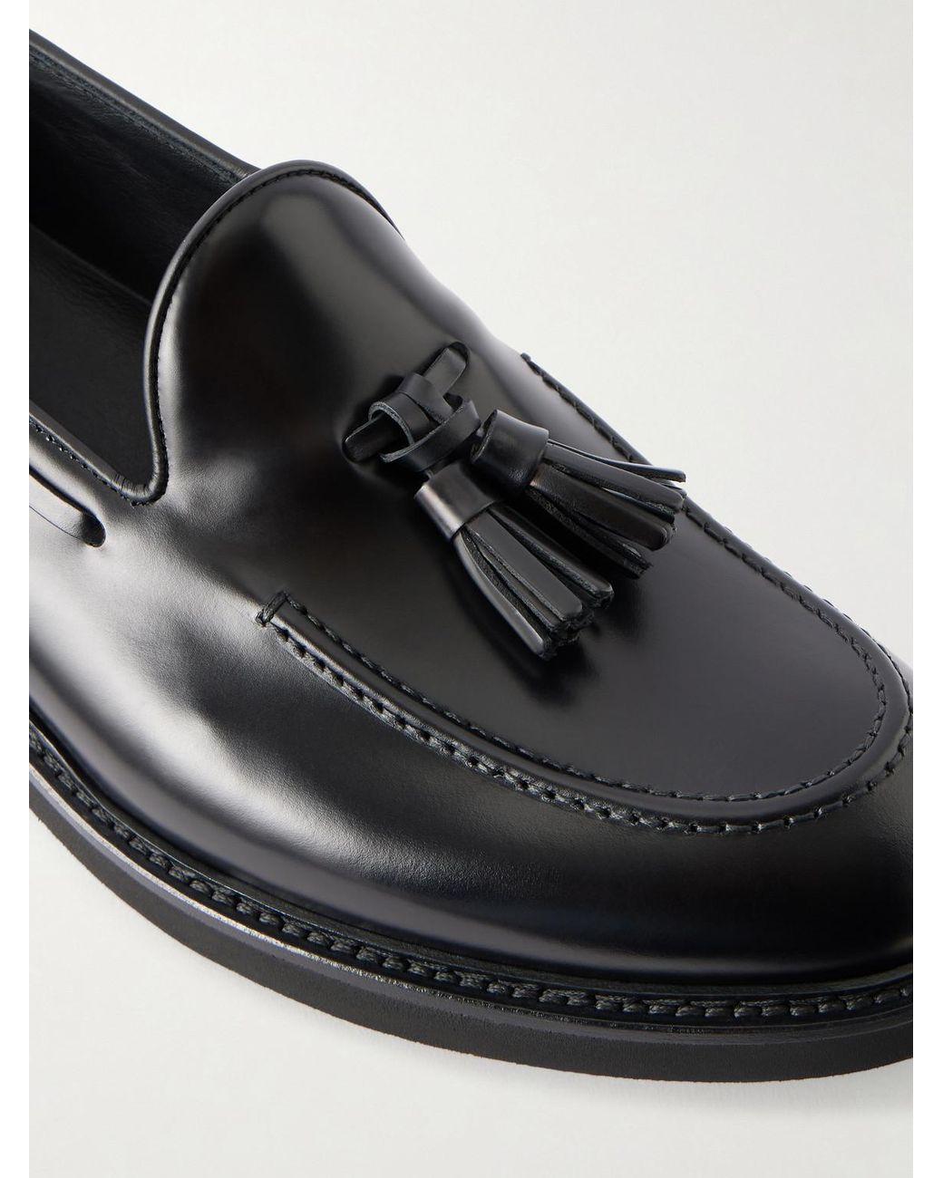 Canali Black Tasseled Leather Loafers for men