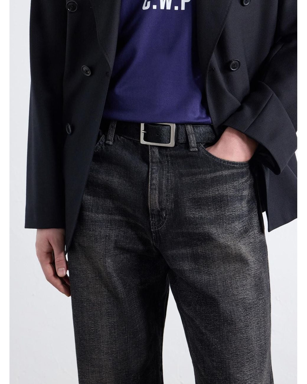 Neighborhood Black 3Cm Calf Hair Belt for men