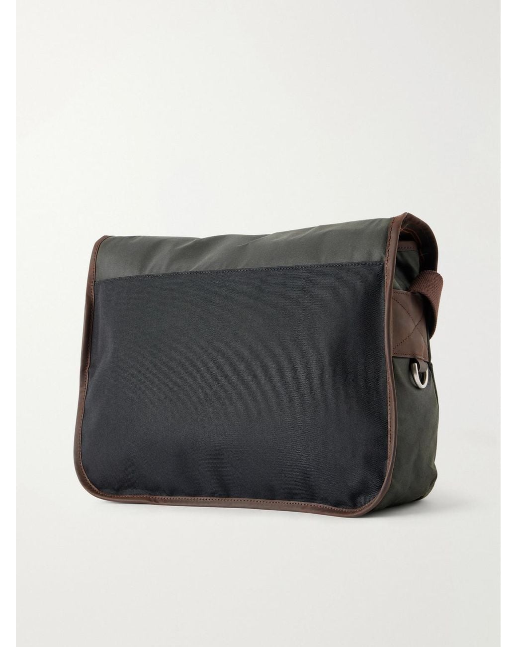 Barbour Black A.P.C. Leather-Trimmed Waxed Cotton-Canvas Messenger Bag for men