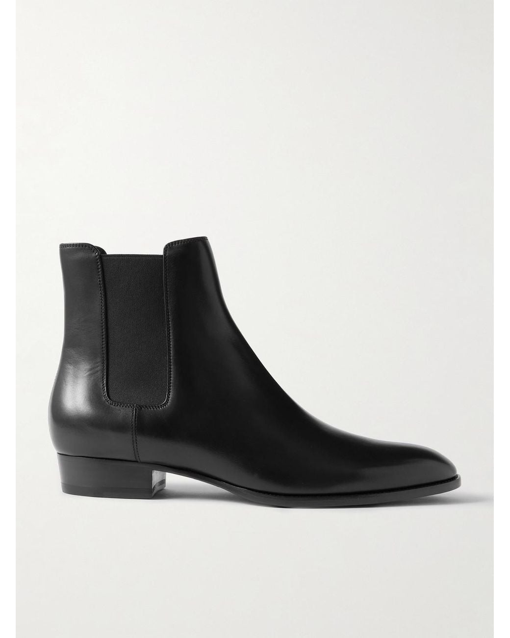 Saint Laurent Black Wyatt Leather Chelsea Boots for men