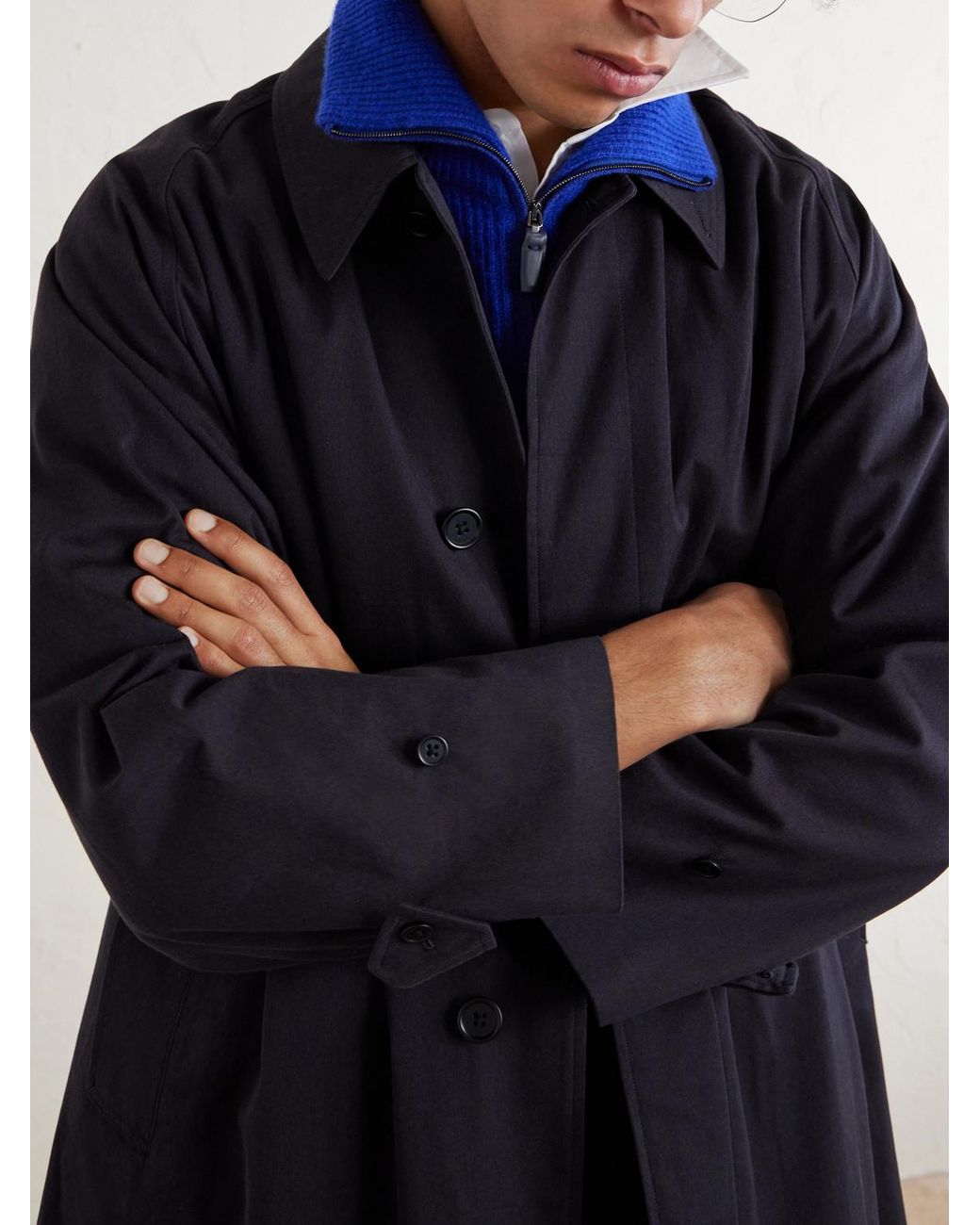 Kaptain Sunshine Blue Walker Cotton-Gabardine Coat for men