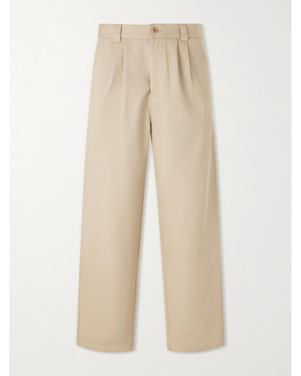 A.P.C. Natural Ricky Straight-Leg Pleated Organic Cotton Trousers for men