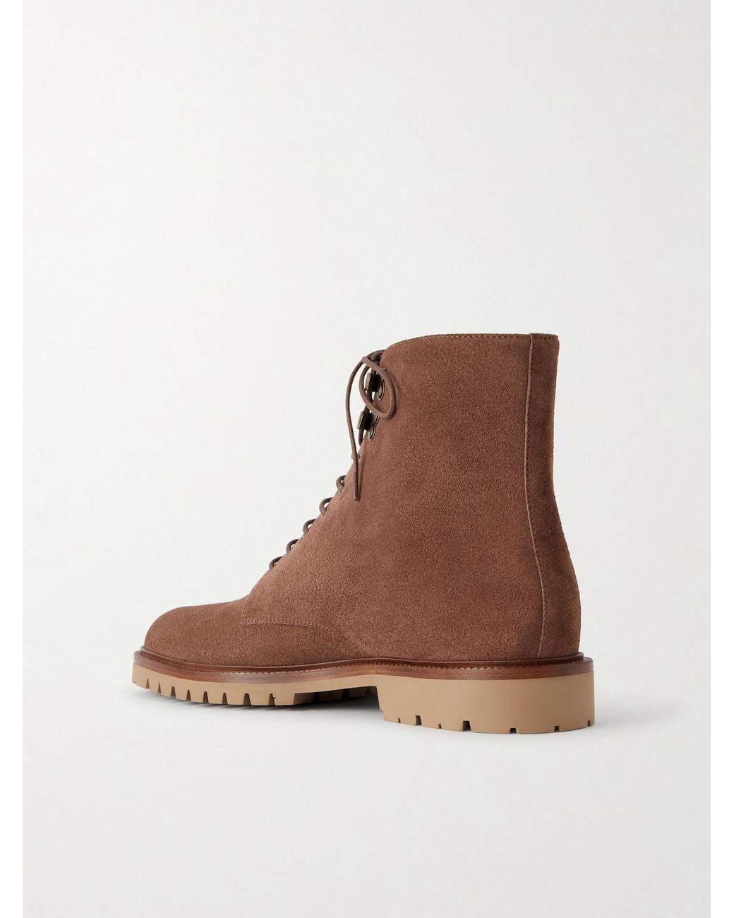 Brunello Cucinelli Brown Suede Lace-Up Boots for men