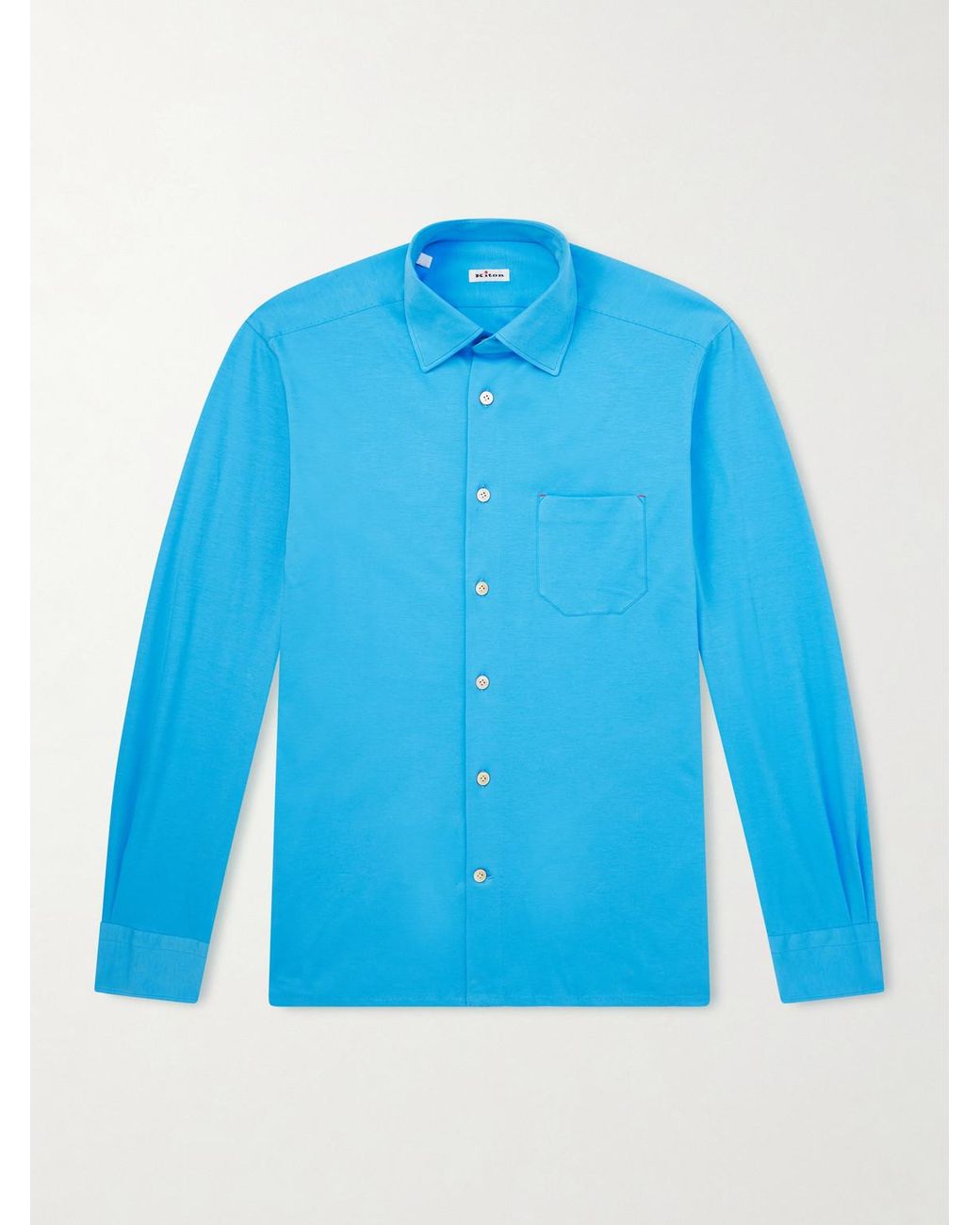 Kiton Blue Cotton-jersey Shirt for men