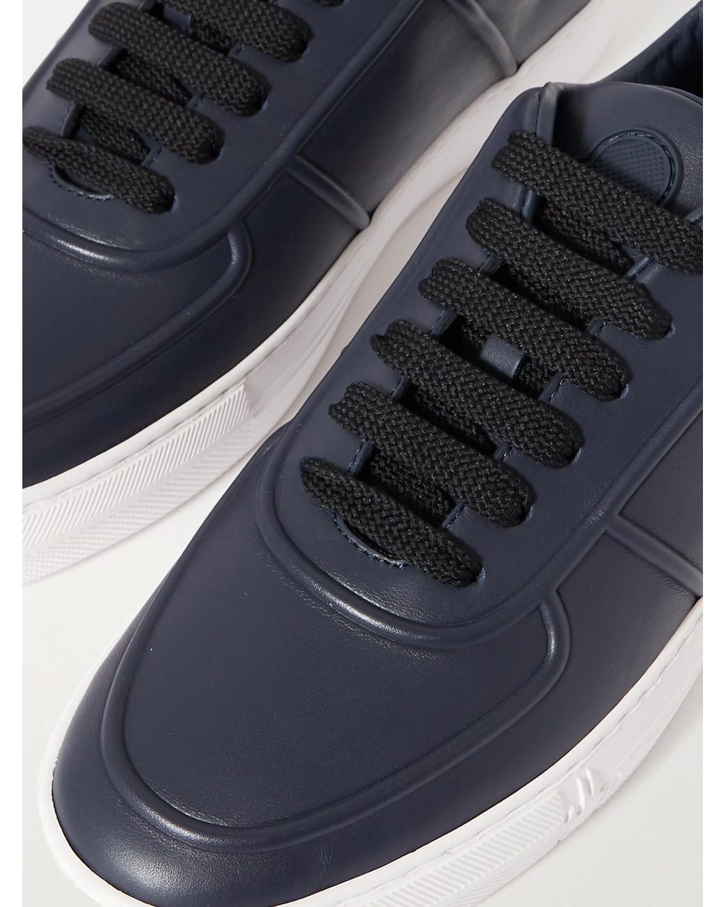 Moncler Blue Neue York Logo-Appliquéd Leather Sneakers for men