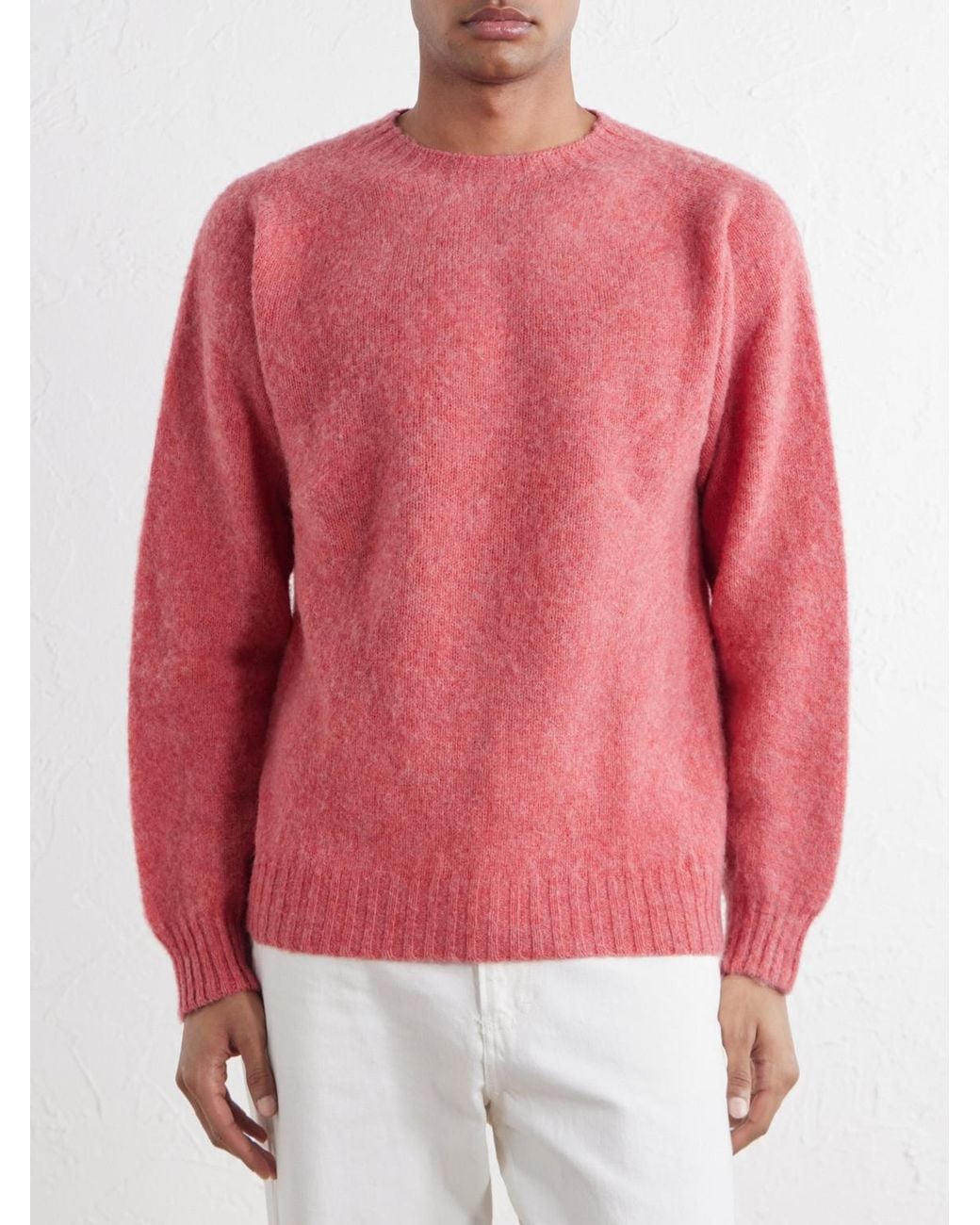 Drake's Pink Brushed Wool Sweater for men