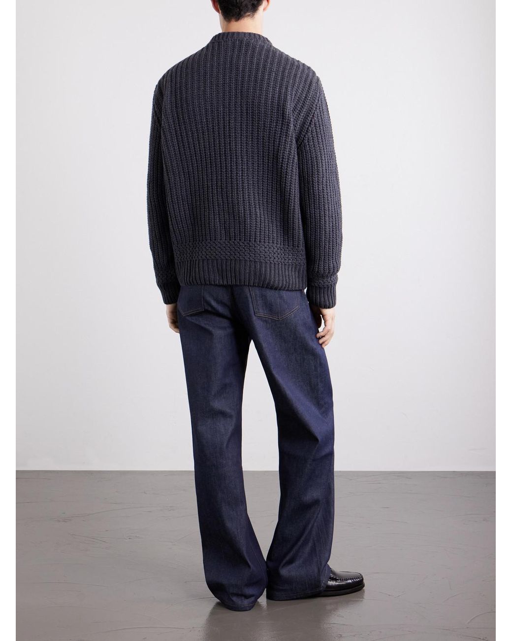 A.P.C. Blue Ron Ribbed Wool Sweater for men