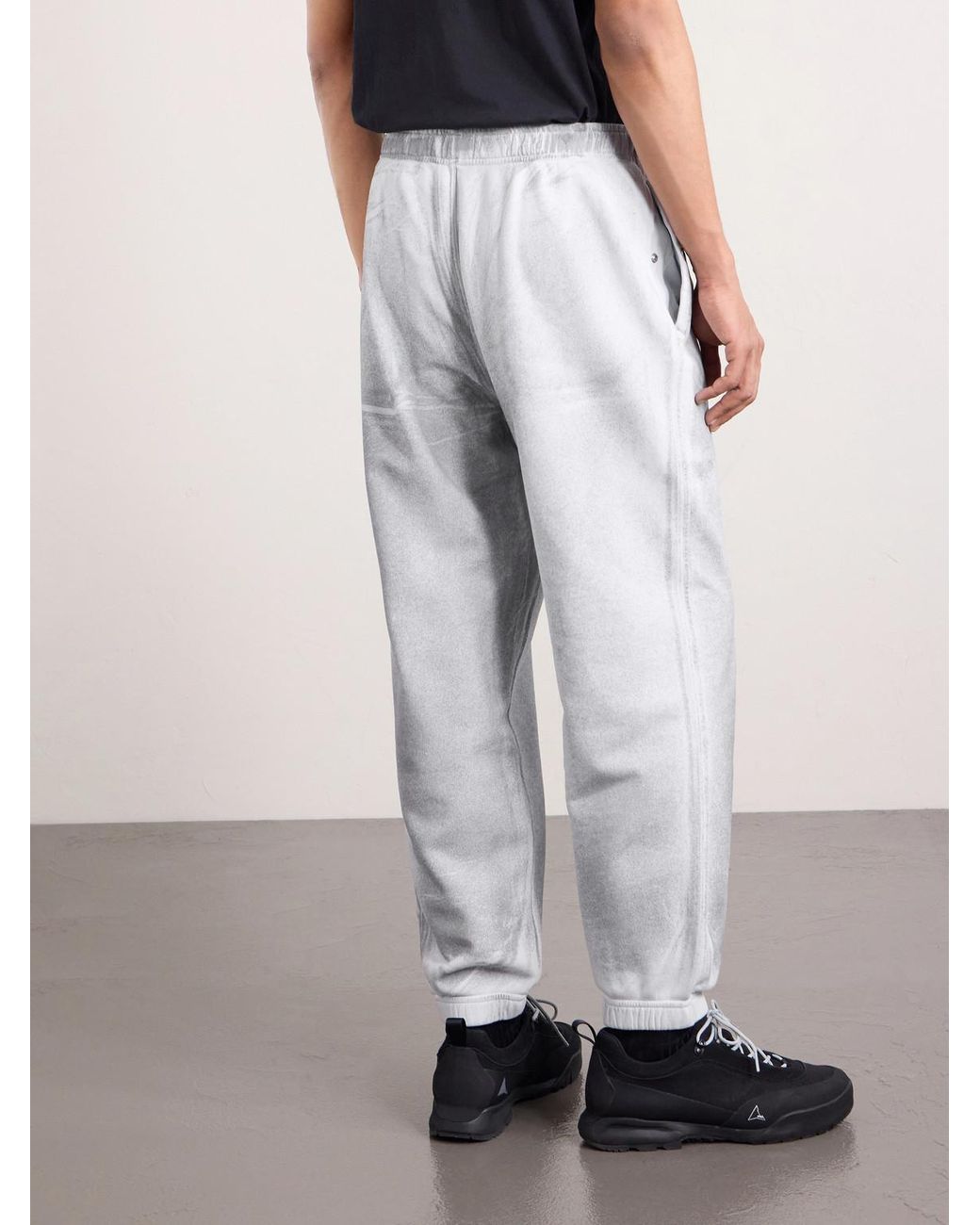 Stone Island White Tapered Reflective Organic Cotton Fleece Sweatpants for men