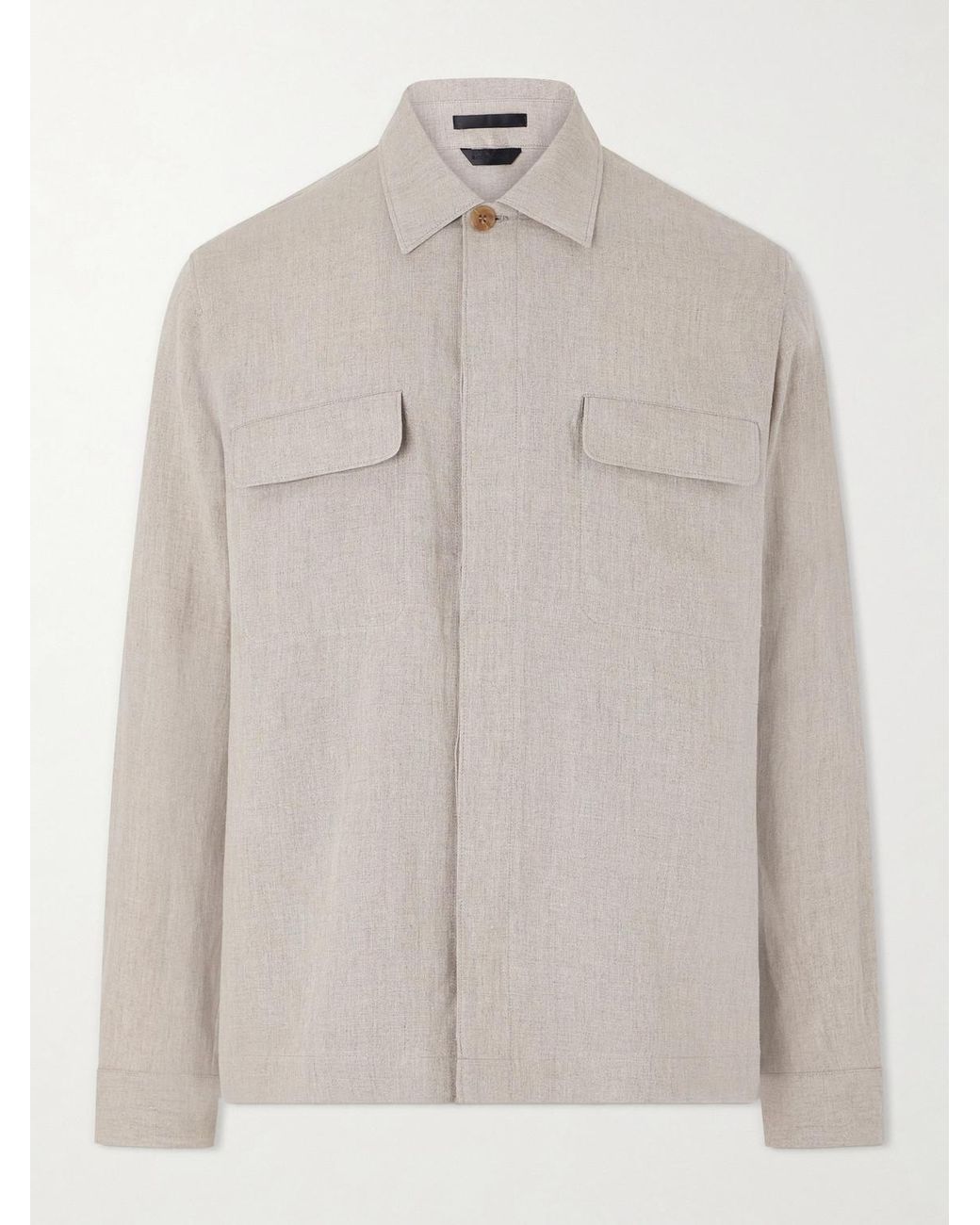 Sunspel Natural Linen Overshirt for men