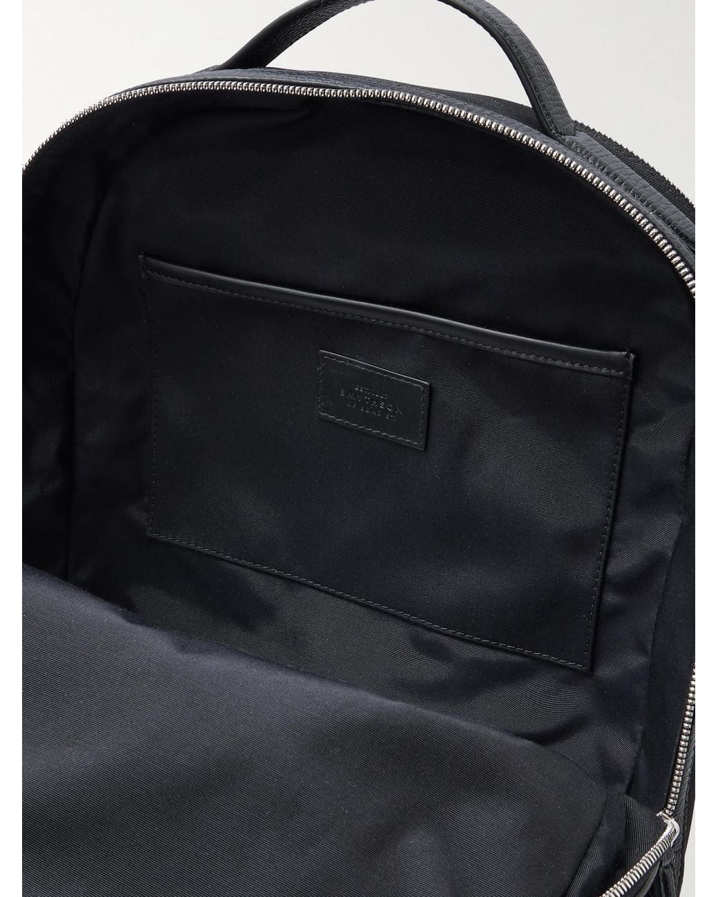 Smythson Black Norton Full-grain Leather-trimmed Econyl® Nylon-canvas Backpack for men