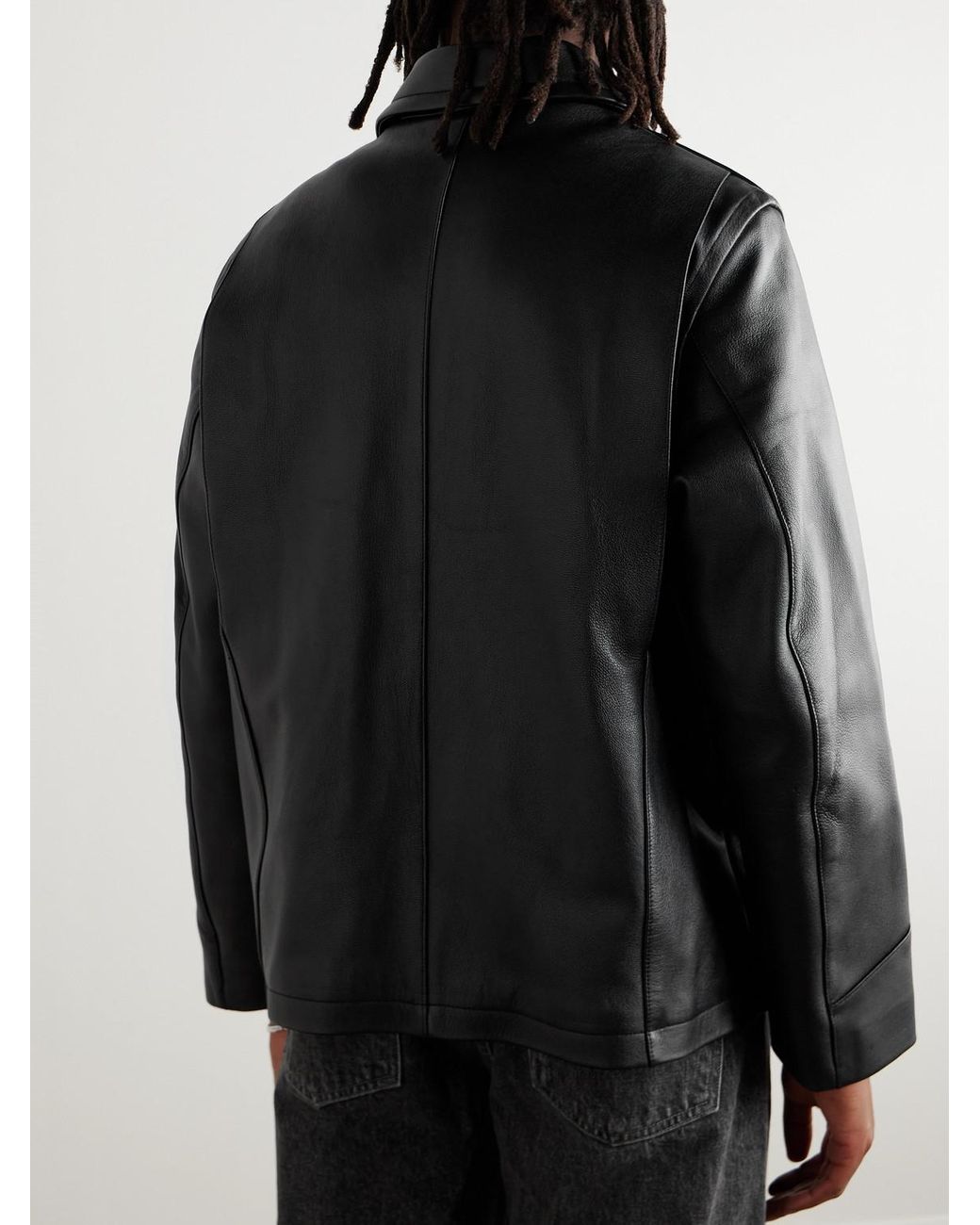 Agolde Black Chadwick Full-Grain Leather Jacket for men