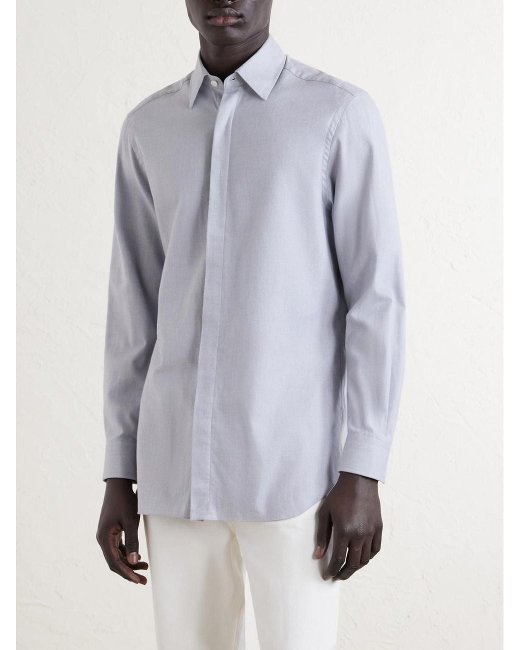 Dunhill White Cotton And Cashmere-blend Shirt for men