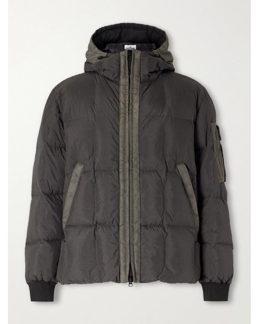 Stone Island Black Logo-Appliquéd Padded Quilted Garment-Dyed Crinkle Reps Ny Shell Down Jacket for men