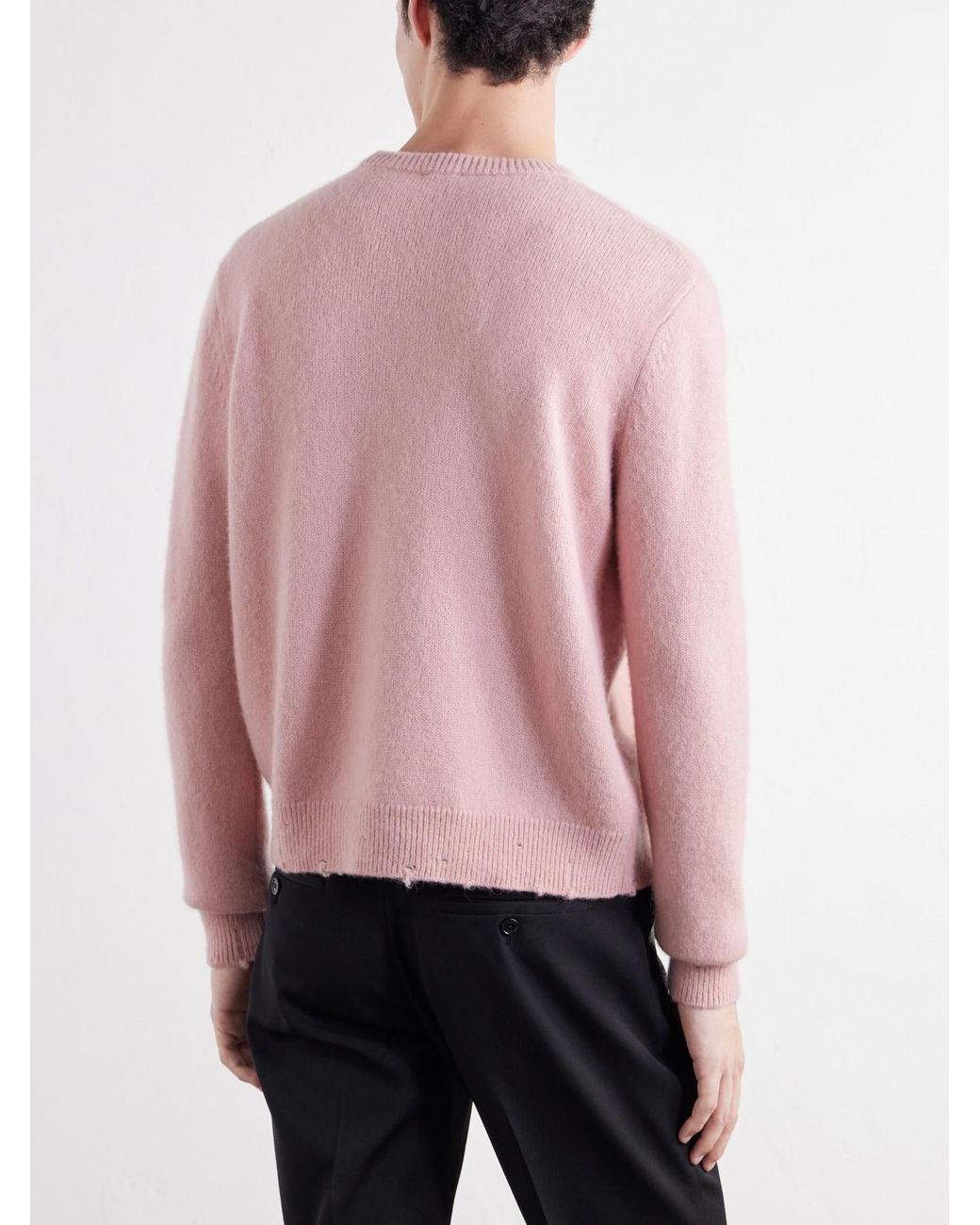 Totême Pink Distressed Silk, Alpaca And Cashmere-Blend Sweater for men