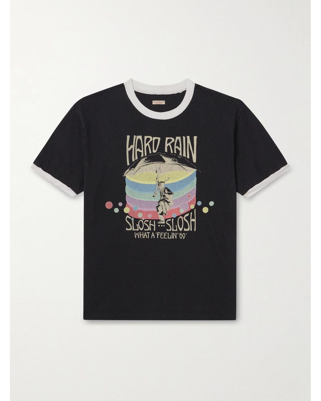 Kapital Black Hard Rain Sundance Printed Cotton-Jersey T-Shirt for men