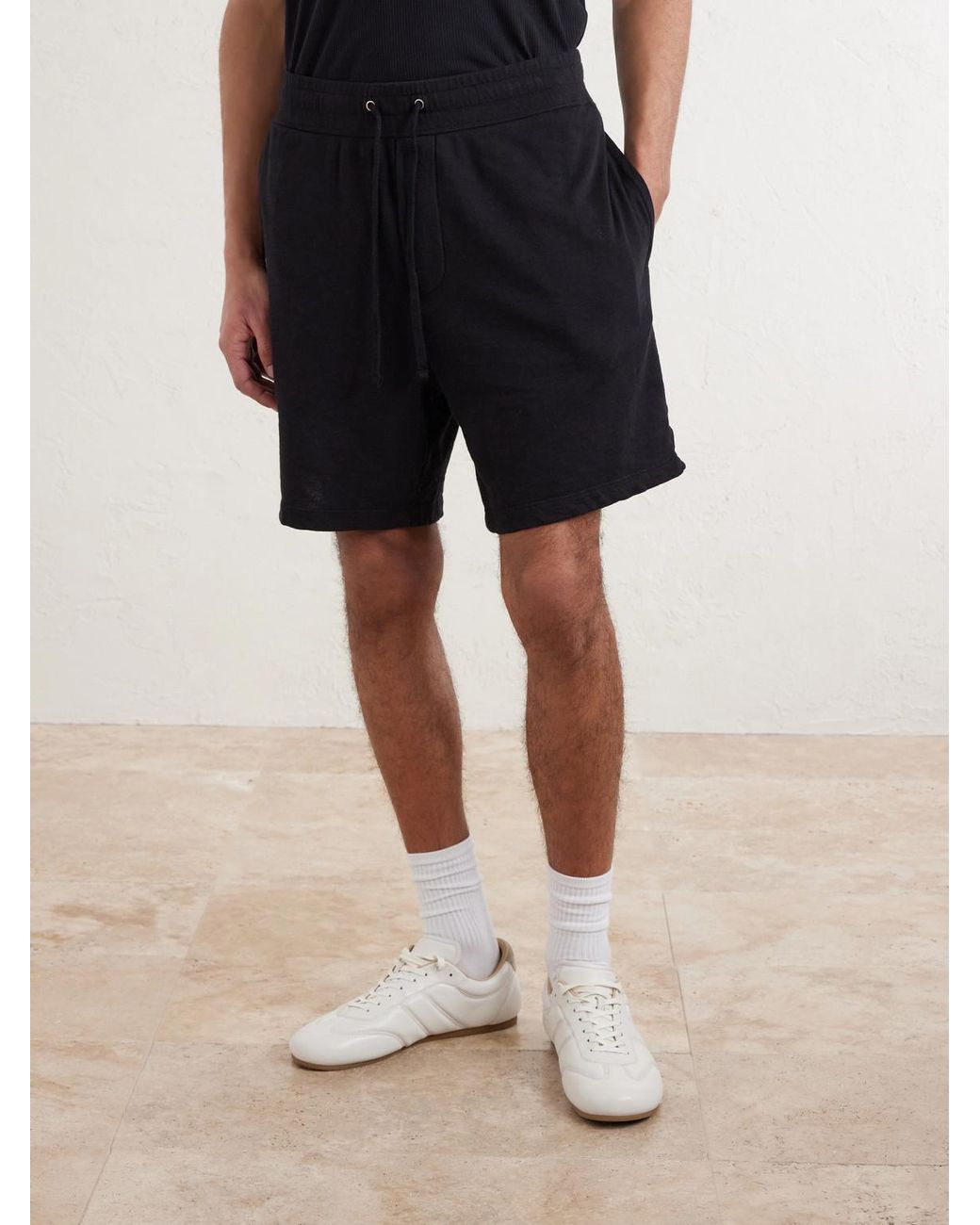 James Perse Black Straight-Leg Cotton-Jersey Drawstring Shorts for men