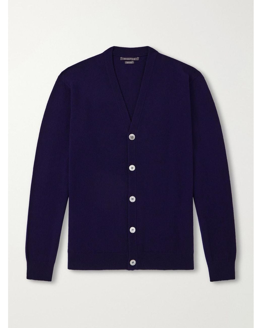 Begg x Co Blue Heriot Cashmere Cardigan for men