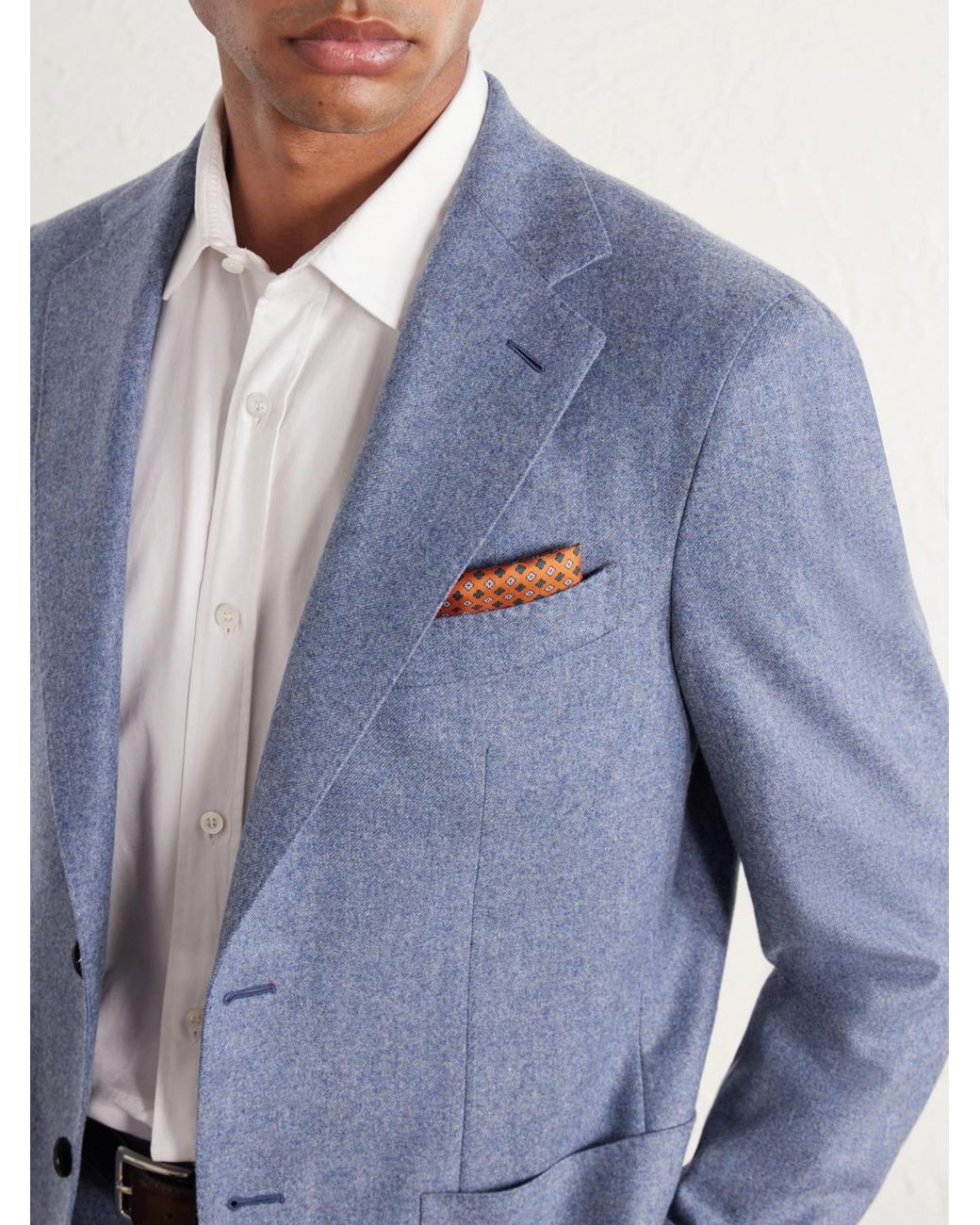 Caruso Blue Wool And Cashmere-Blend Flannel Suit Jacket for men
