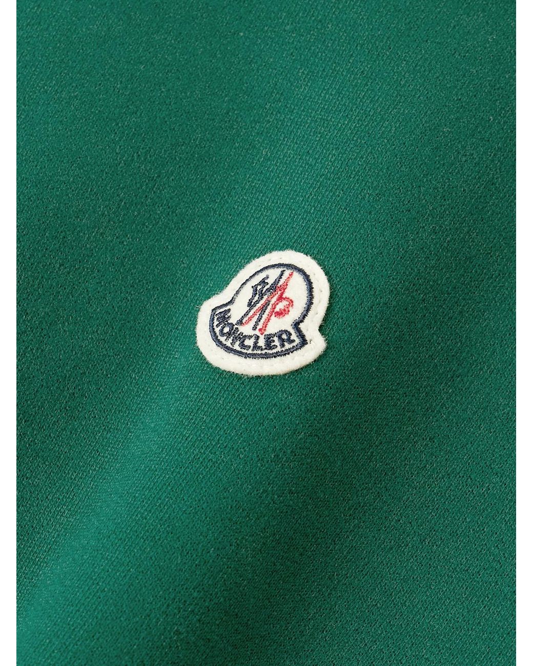Moncler Green Slim-Fit Logo-Appliquéd Cotton-Jersey Hoodie for men