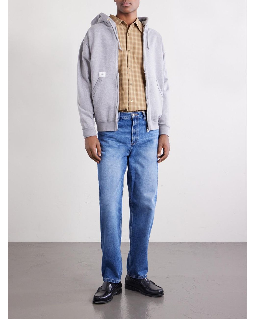 (w)taps Natural Logo-appliquéd Checked Woven Shirt for men