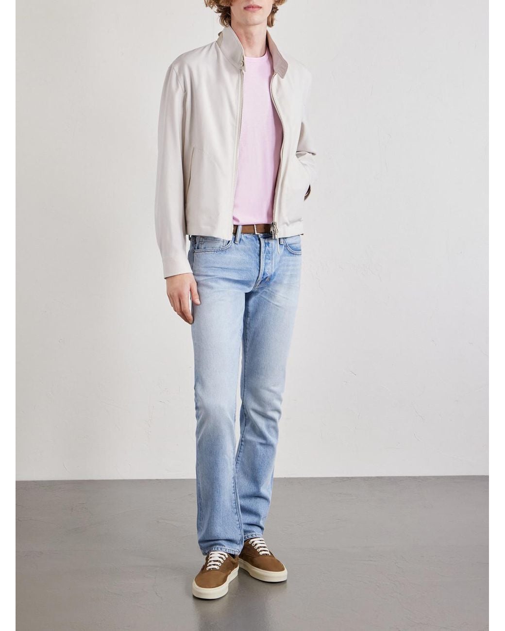 Tom Ford Pink Slim-Fit Logo-Embroidered Cotton And Silk-Blend Jersey T-Shirt for men