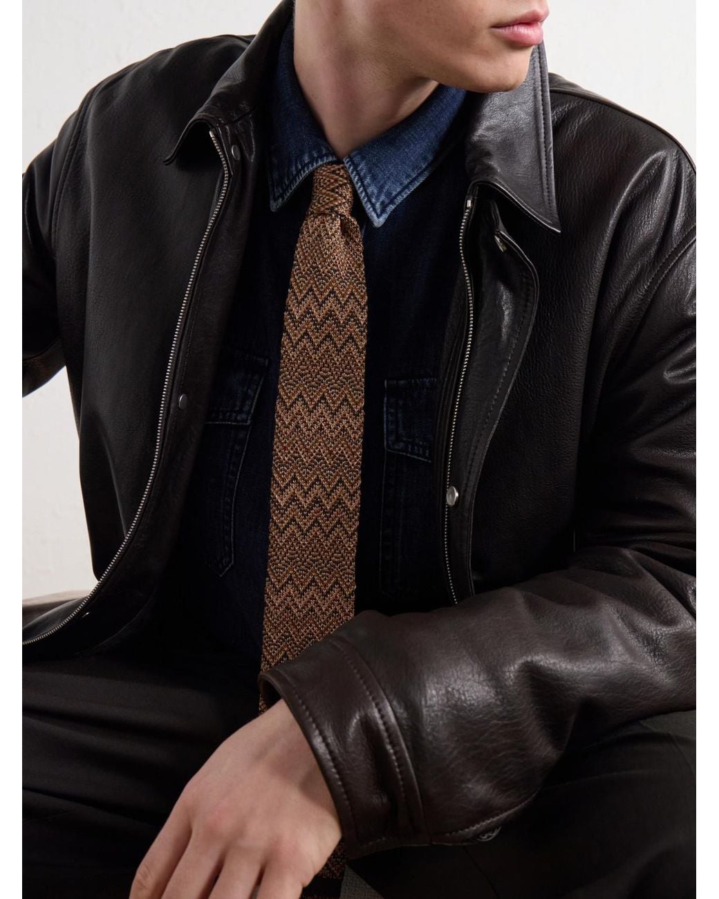 Missoni Natural Striped Crochet-Knit Wool And Silk-Blend Tie for men