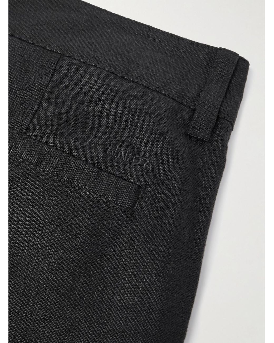 NN07 Black Aden 1454 Straight-leg Woven Linen Trousers for men