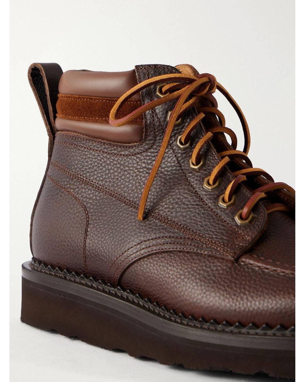 Yuketen Brown American Work Full-Grain Leather Boots for men