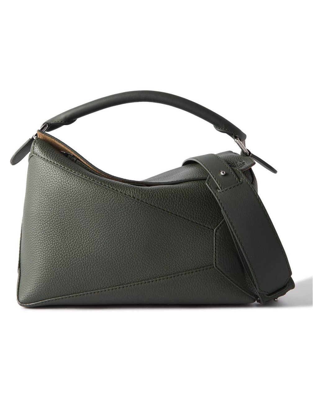 Loewe Puzzle Edge Full grain Leather Messenger Bag in Black for