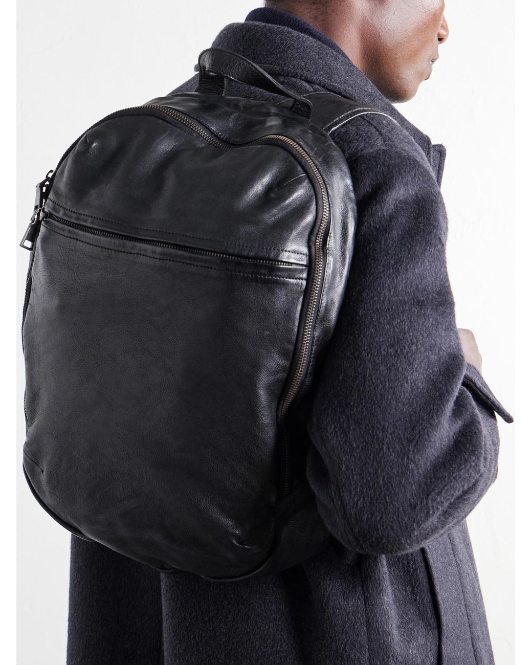 Officine Creative Black Recruit/19 Full-Grain Leather Backpack for men
