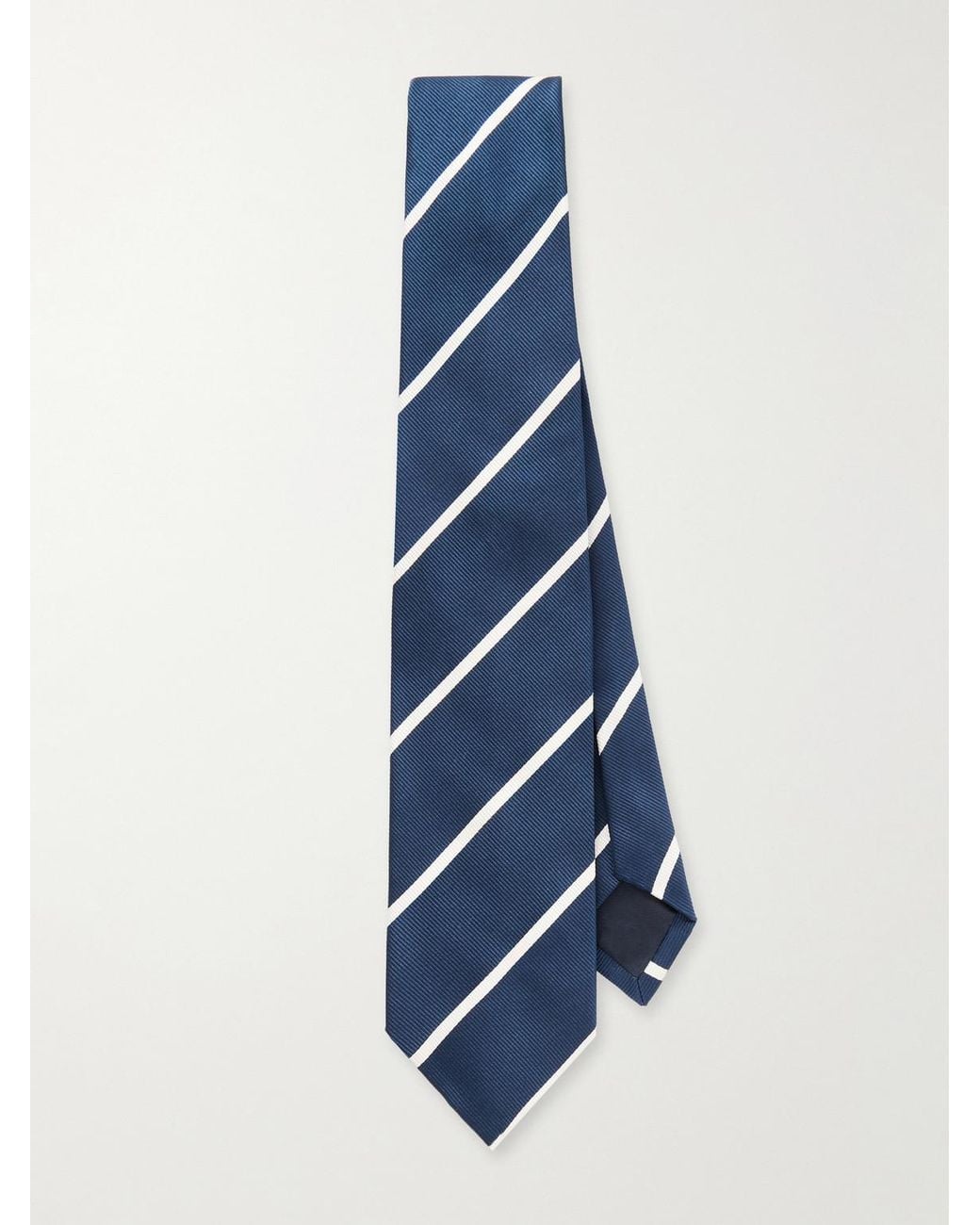 Drake's Blue 7Cm Striped Silk Tie for men