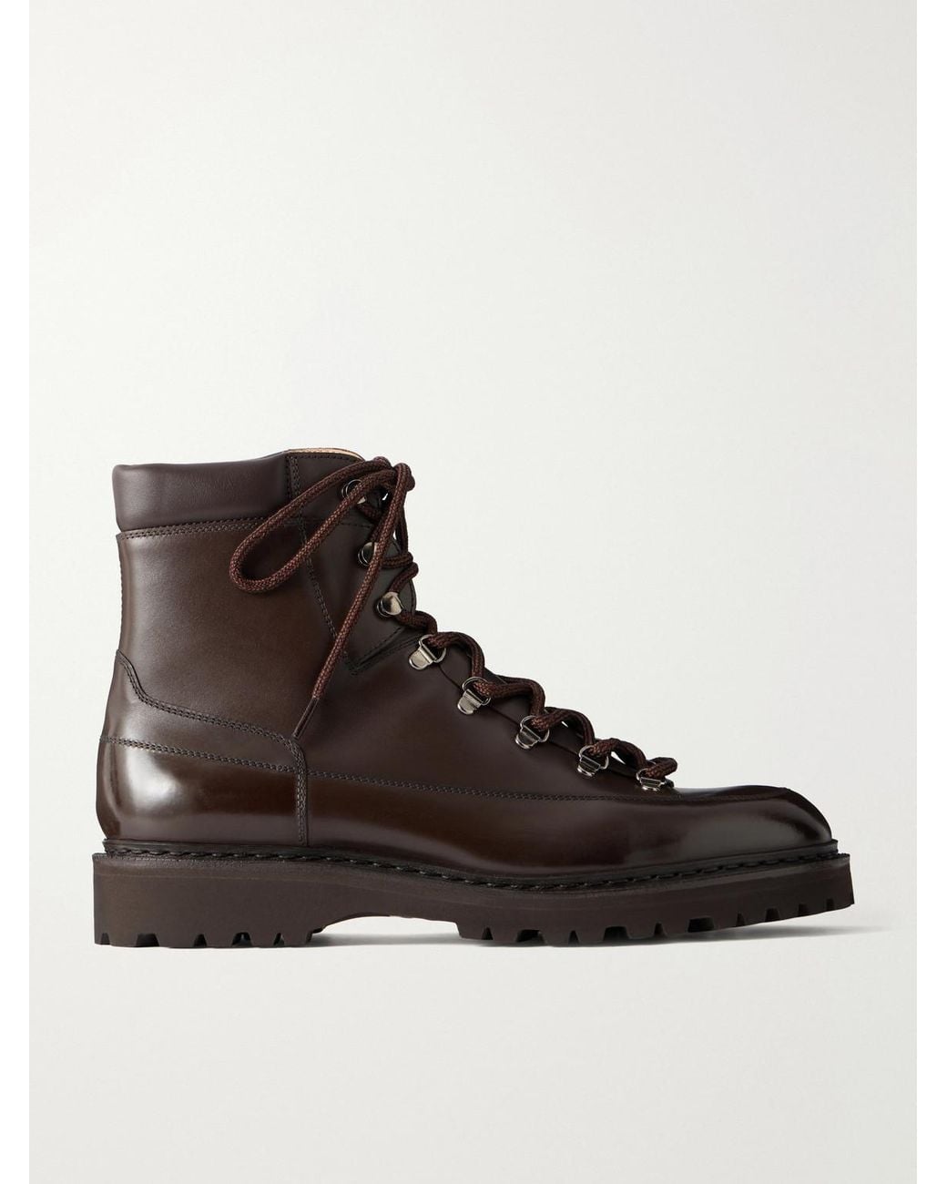John Lobb Brown Sommet Leather Hiking Boots for men