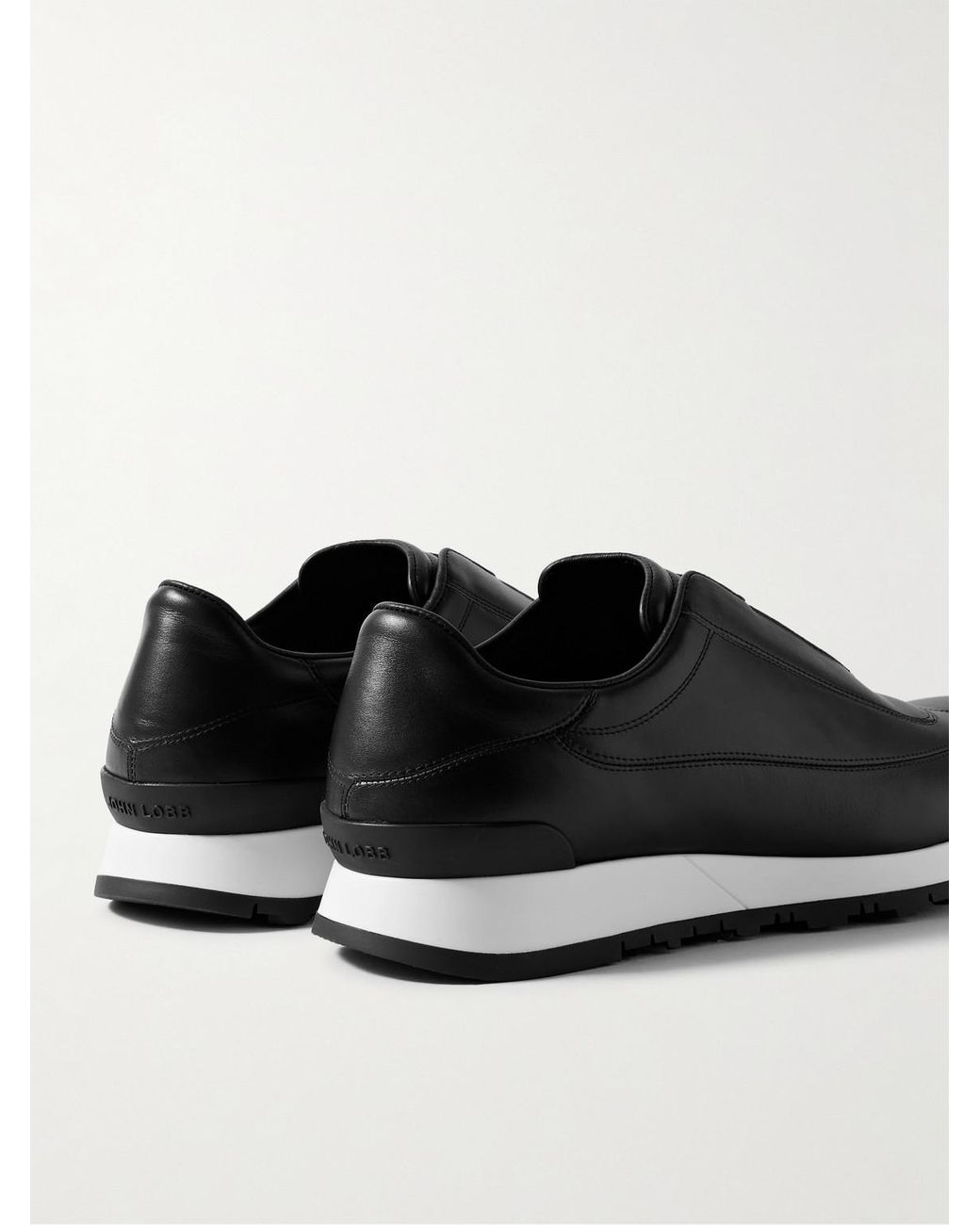 John Lobb Black Lift Leather Slip-On Sneakers for men