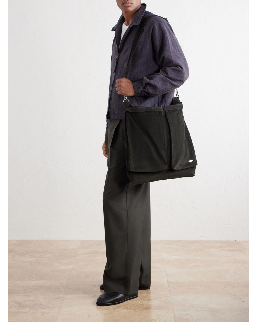 Kardo Black Cotton-Corduroy Tote Bag for men