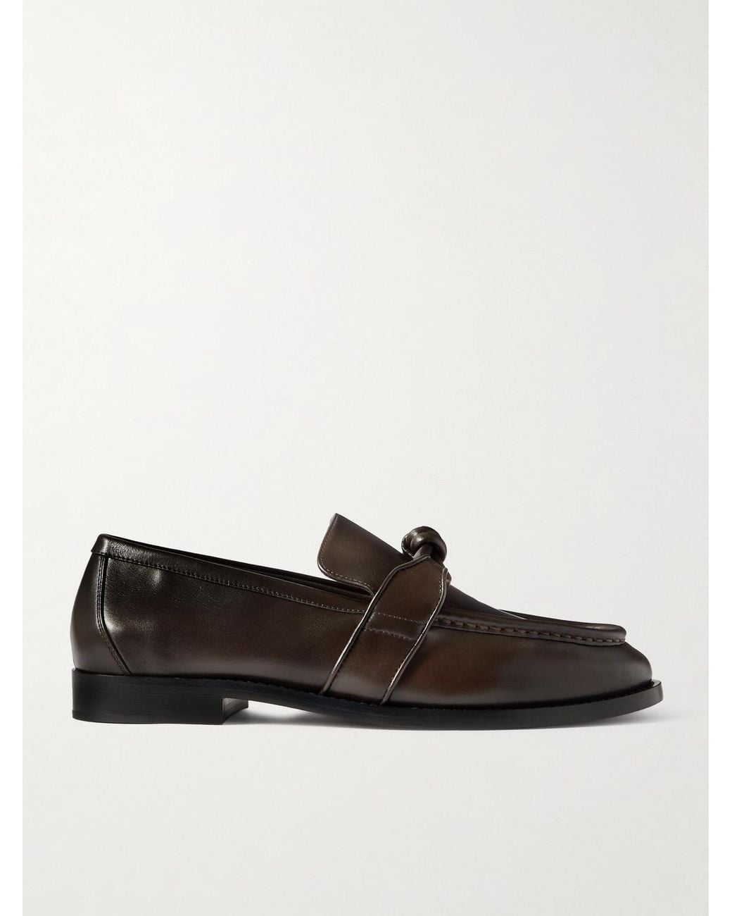 Bottega Veneta Black Astaire Knot-Detailed Leather Loafers for men