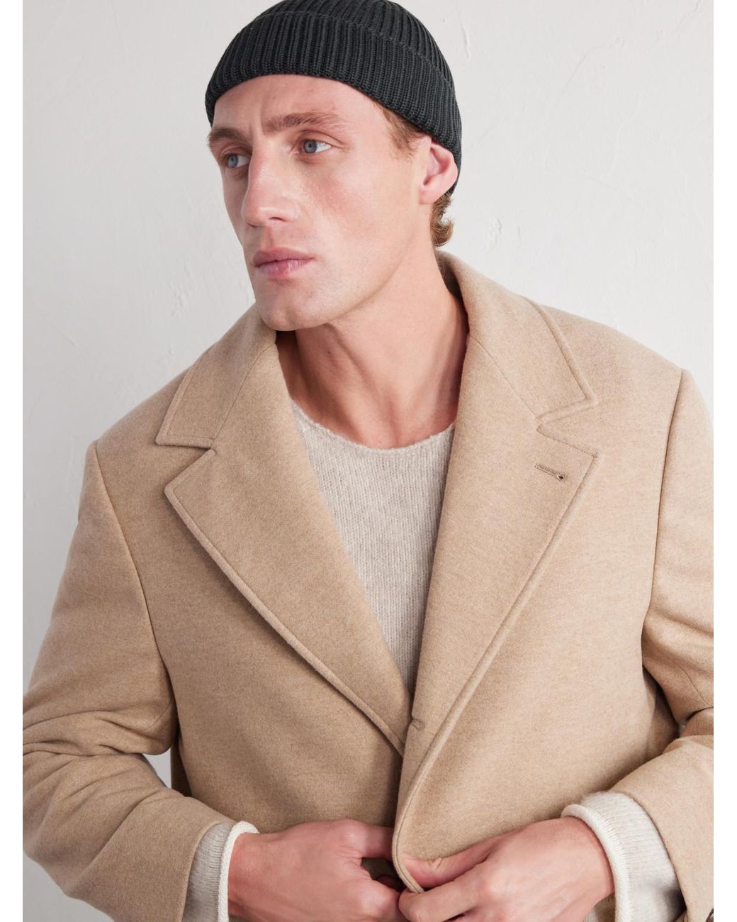 S.N.S Herning Black Fender Ribbed Virgin Wool Beanie for men