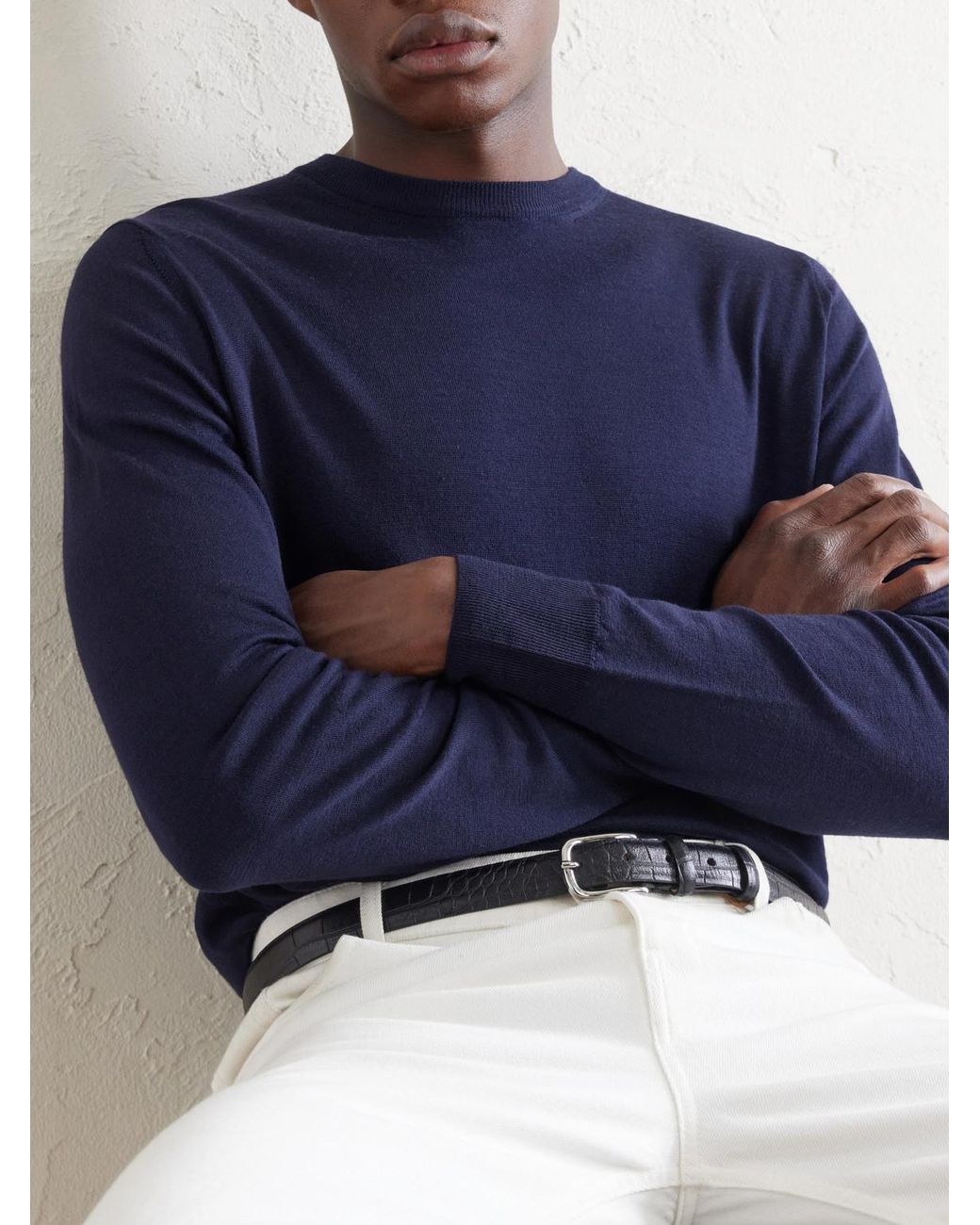 Canali Blue Wool Sweater for men