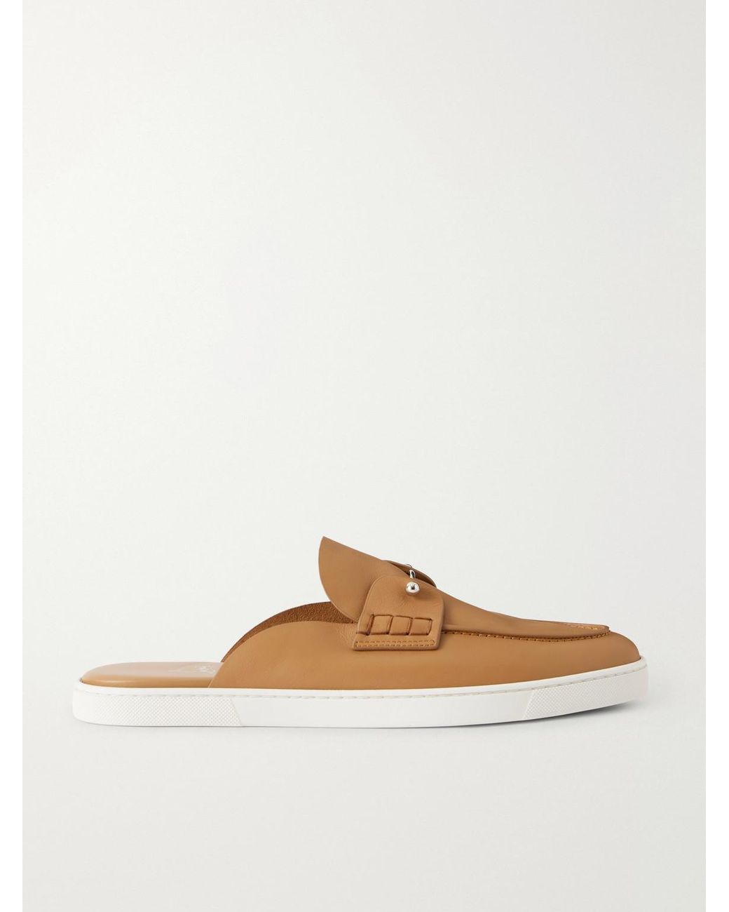 Christian Louboutin White Chanme Embellished Leather Mules for men