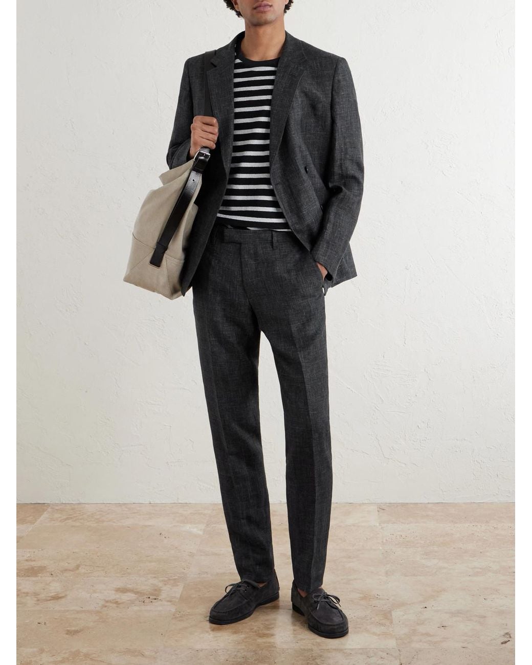 Mr P. Black Delave Linen Check Jacket for men