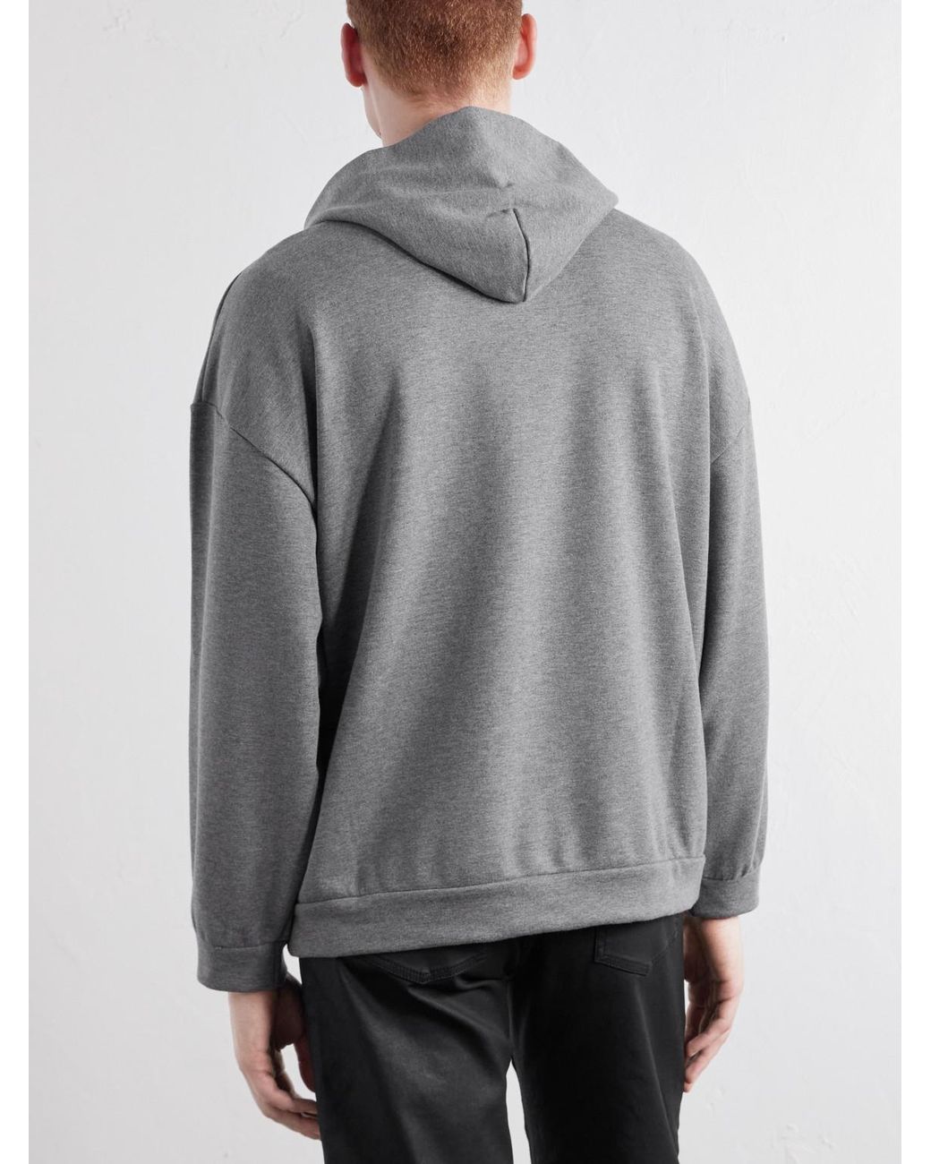 Gucci Gray Logo-Embroidered Cotton And Cashmere-Blend Jersey Zip-Up Hoodie for men
