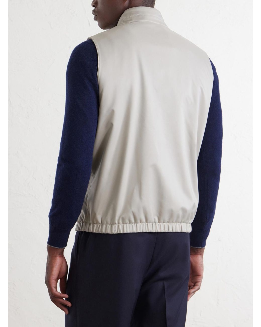 Kiton White Reversible Shell Gilet for men