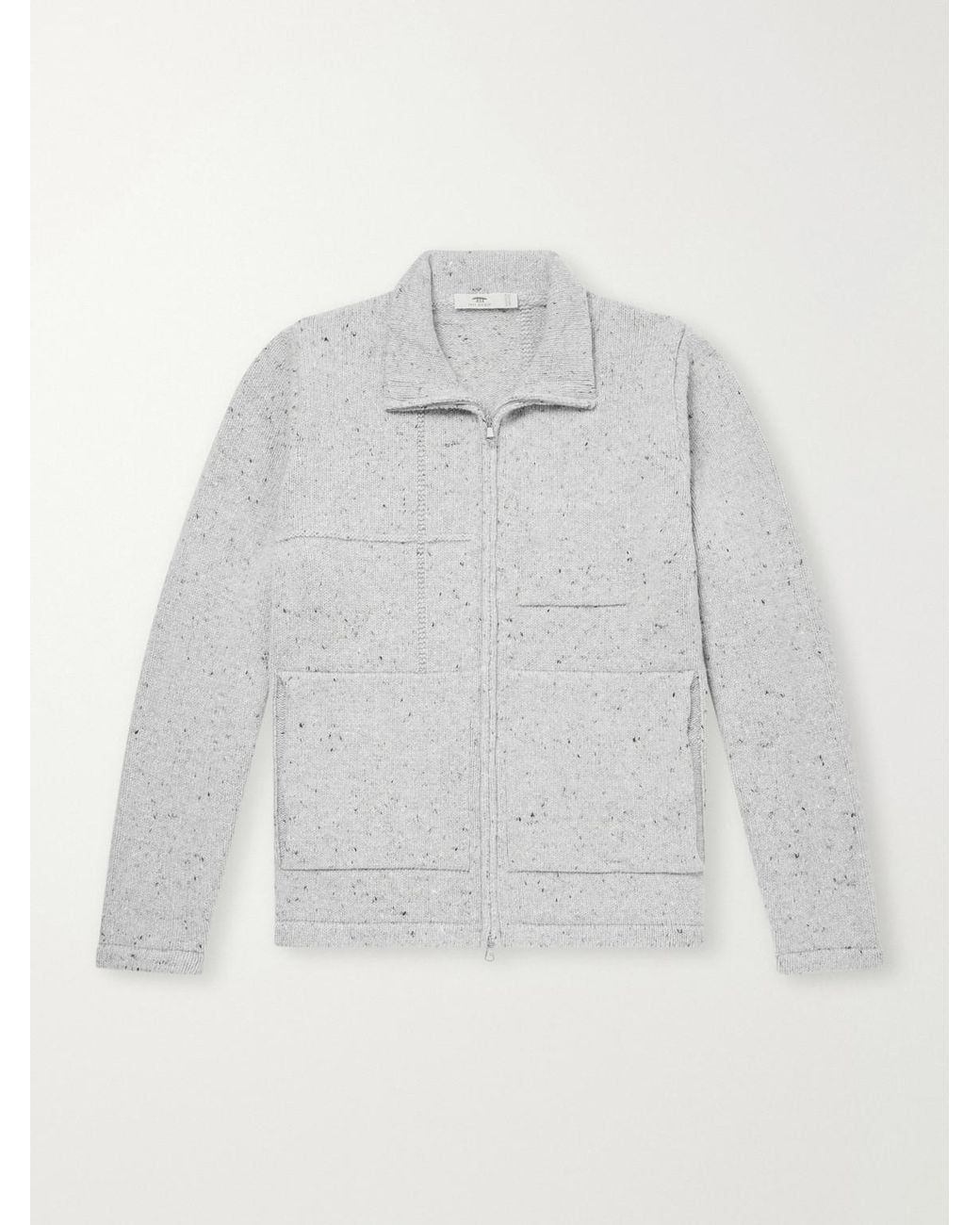 Inis Meáin White Lifeline Merino Wool And Cashmere-Blend Zip-Up Sweater for men