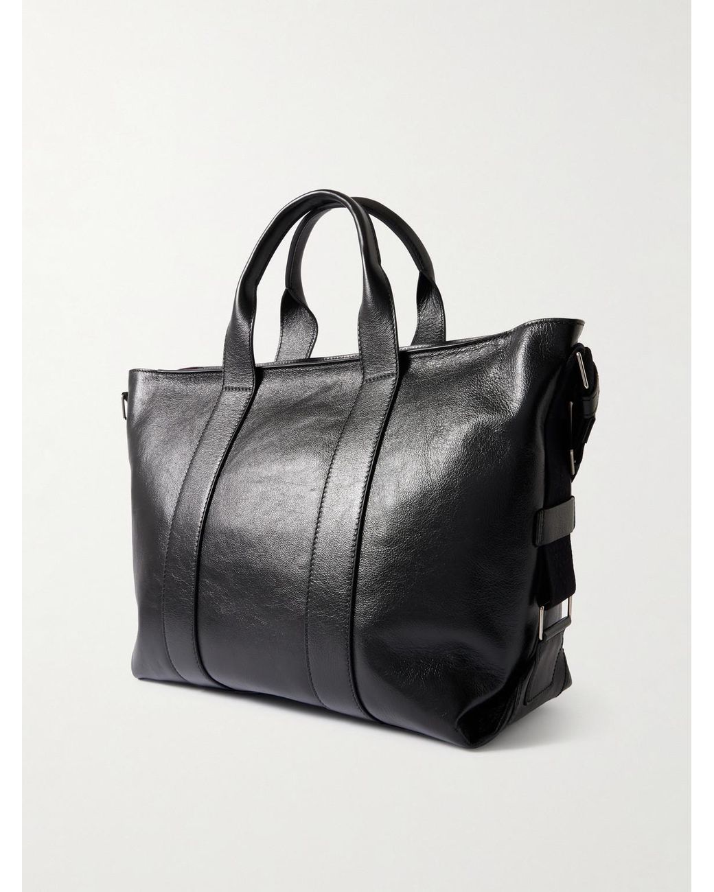 Metier Black Racer Full-Grain Leather Tote Bag for men