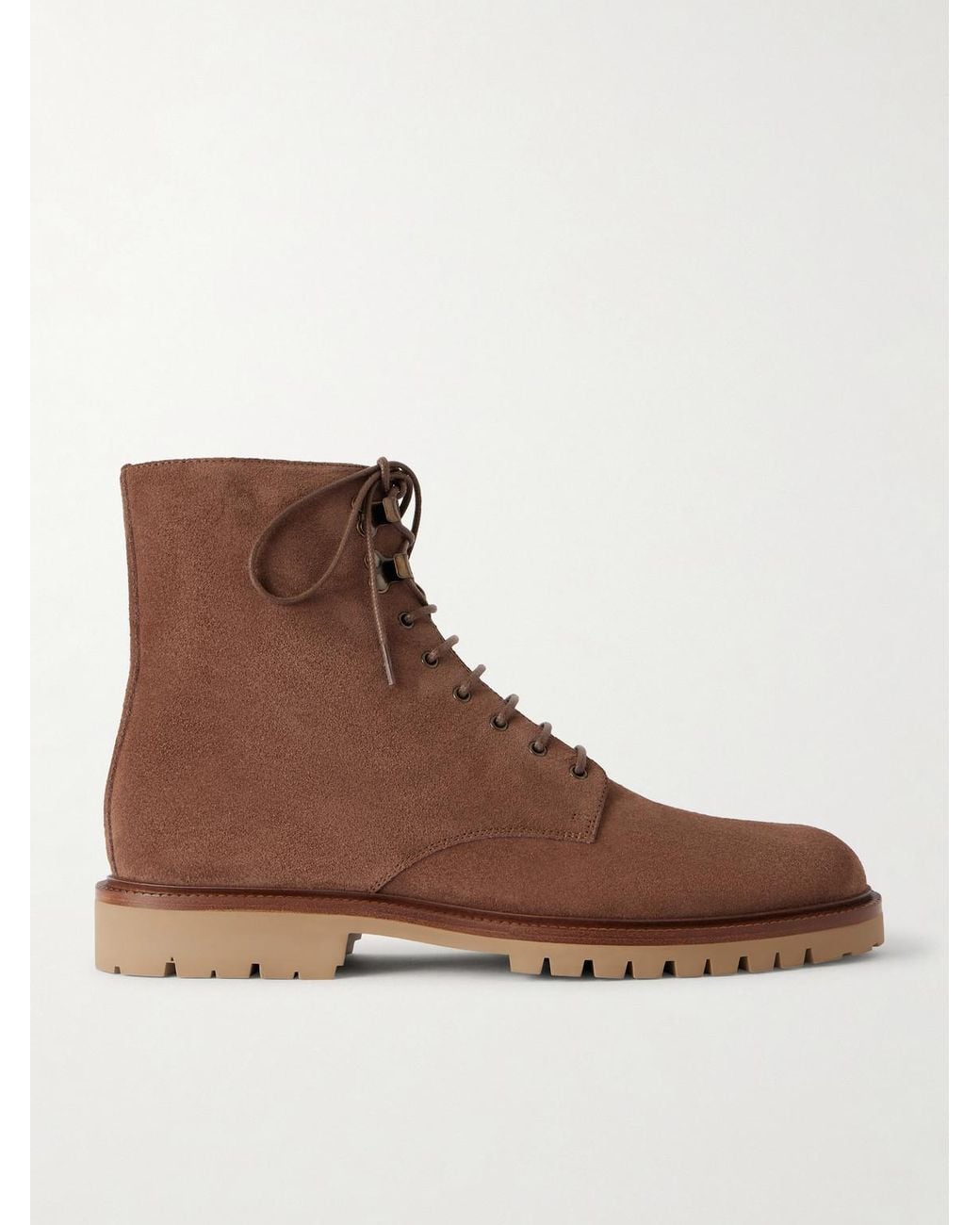 Brunello Cucinelli Brown Suede Lace-Up Boots for men