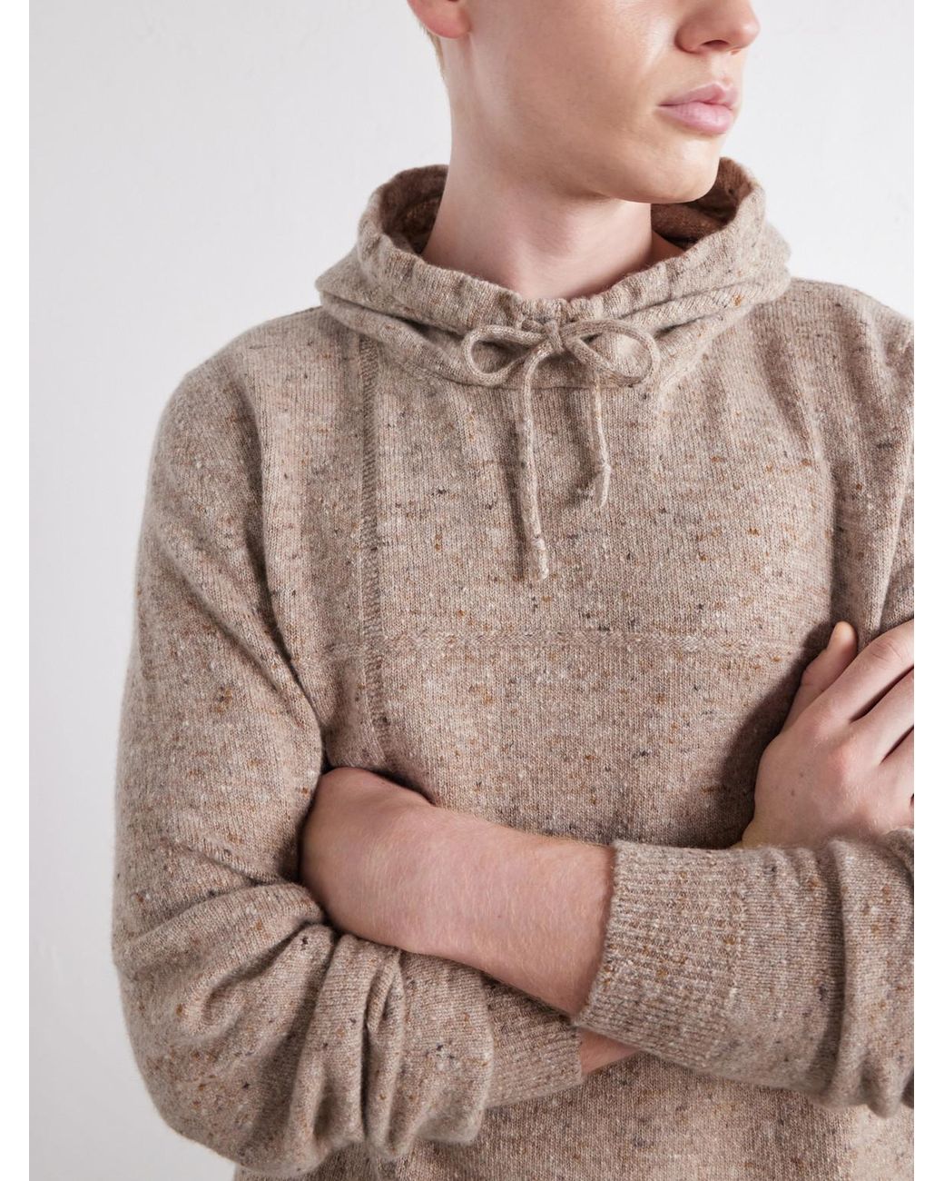 Inis Meáin Natural Merino Wool And Cashmere-Blend Hoodie for men