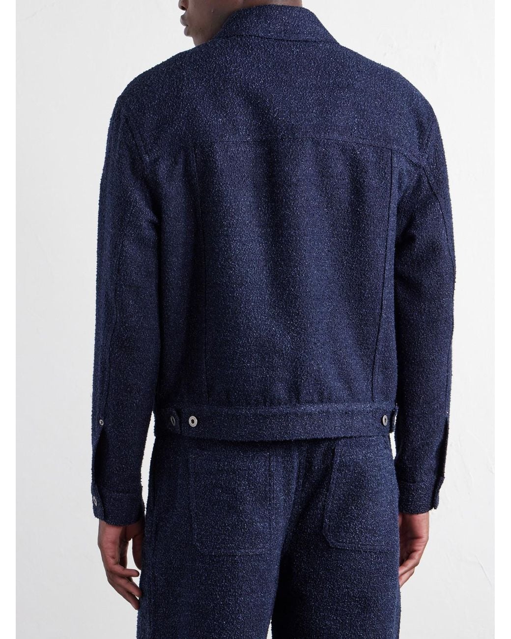 Loewe Blue Logo-Embroidered Textured Denim Jacket for men