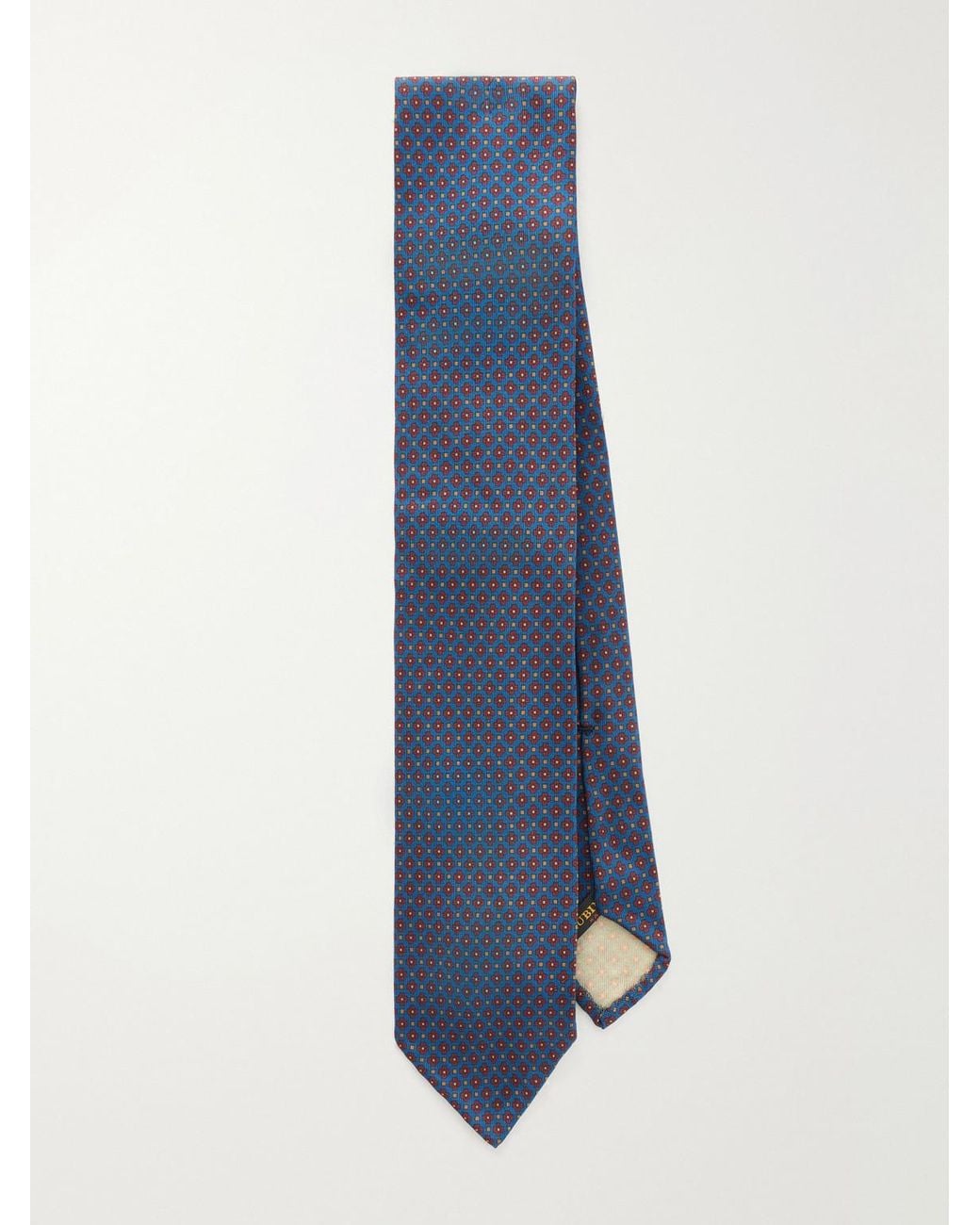 Rubinacci Blue 8Cm Printed Silk-Twill Tie for men