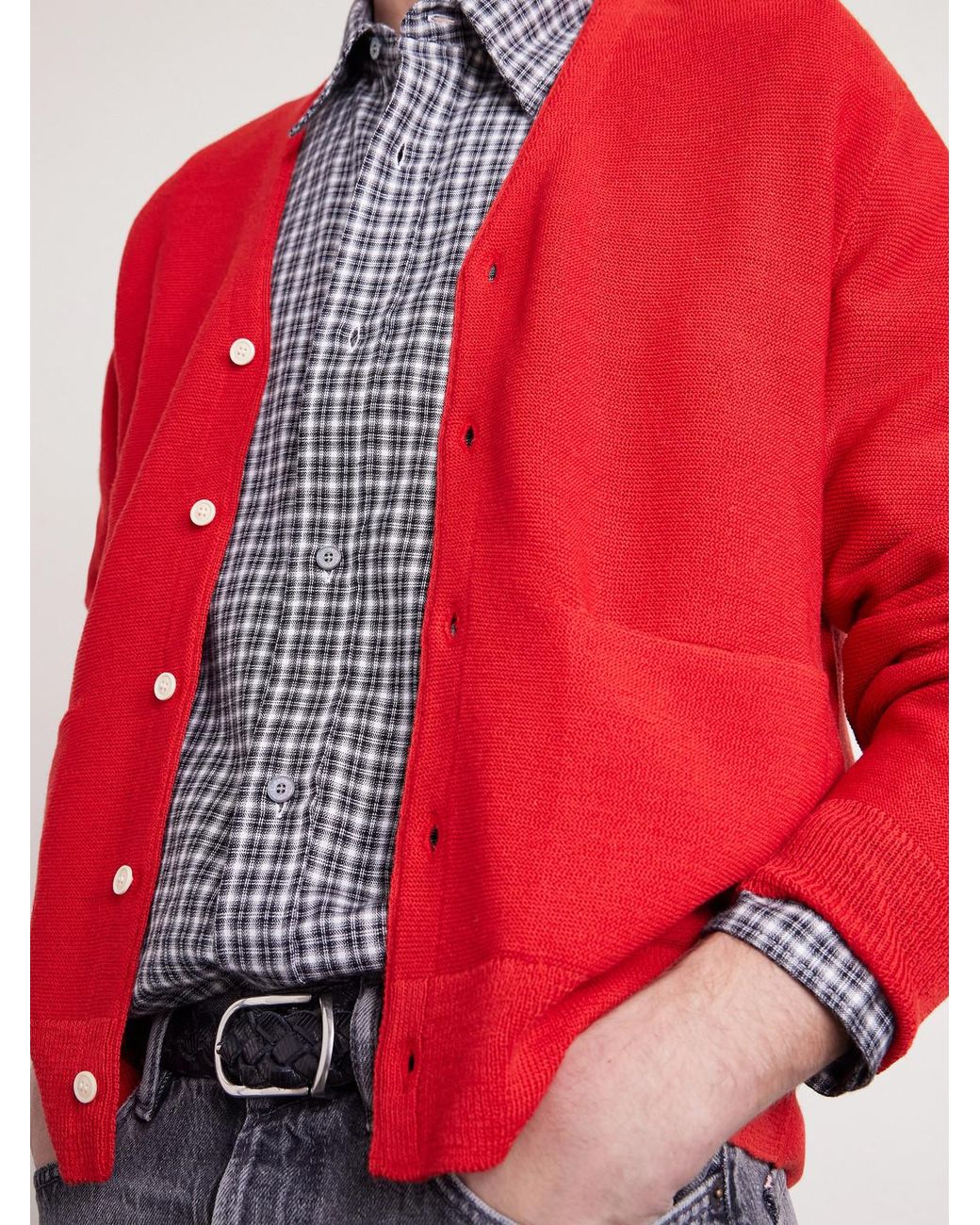 Visvim Red Selmer Wool Cardigan for men